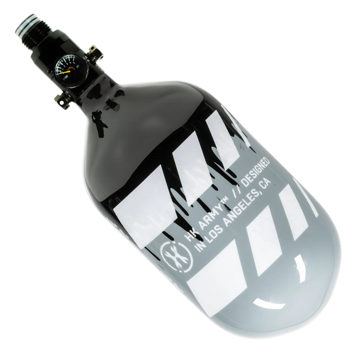 HK Army "Extra Lite" Carbon Fiber Tank - Standard Reg. - Off Break Drip -68/4500 PSI - Grey/Black - Image 2