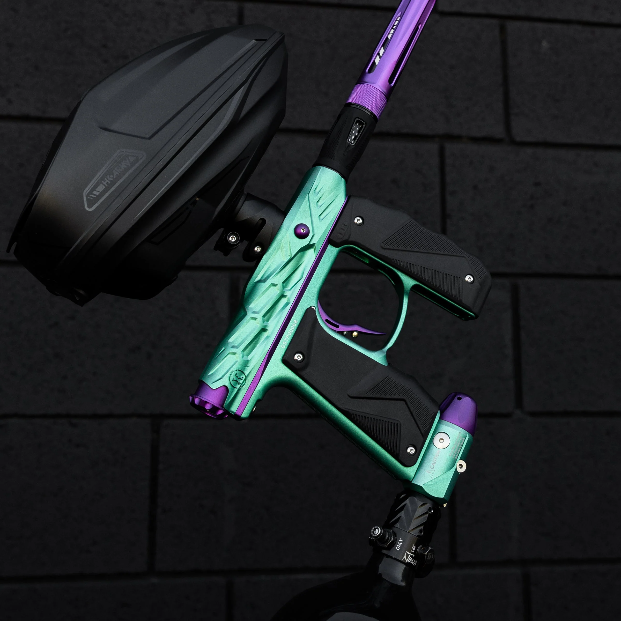 HK Army Hive Mini GS Paintball Gun w/ LAZR Barrel - Teal/Purple - Image 2
