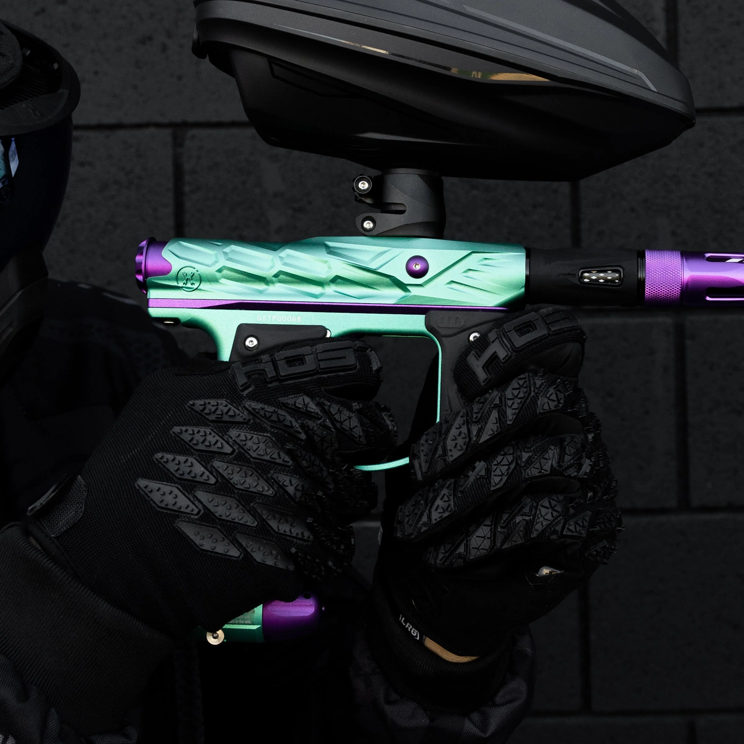 HK Army Hive Mini GS Paintball Gun w/ LAZR Barrel - Teal/Purple - Image 4