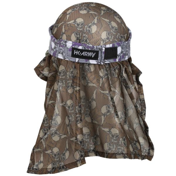 HK Army Hostilewear Headwrap - Purple Skulls / Tan Mesh - Image 2