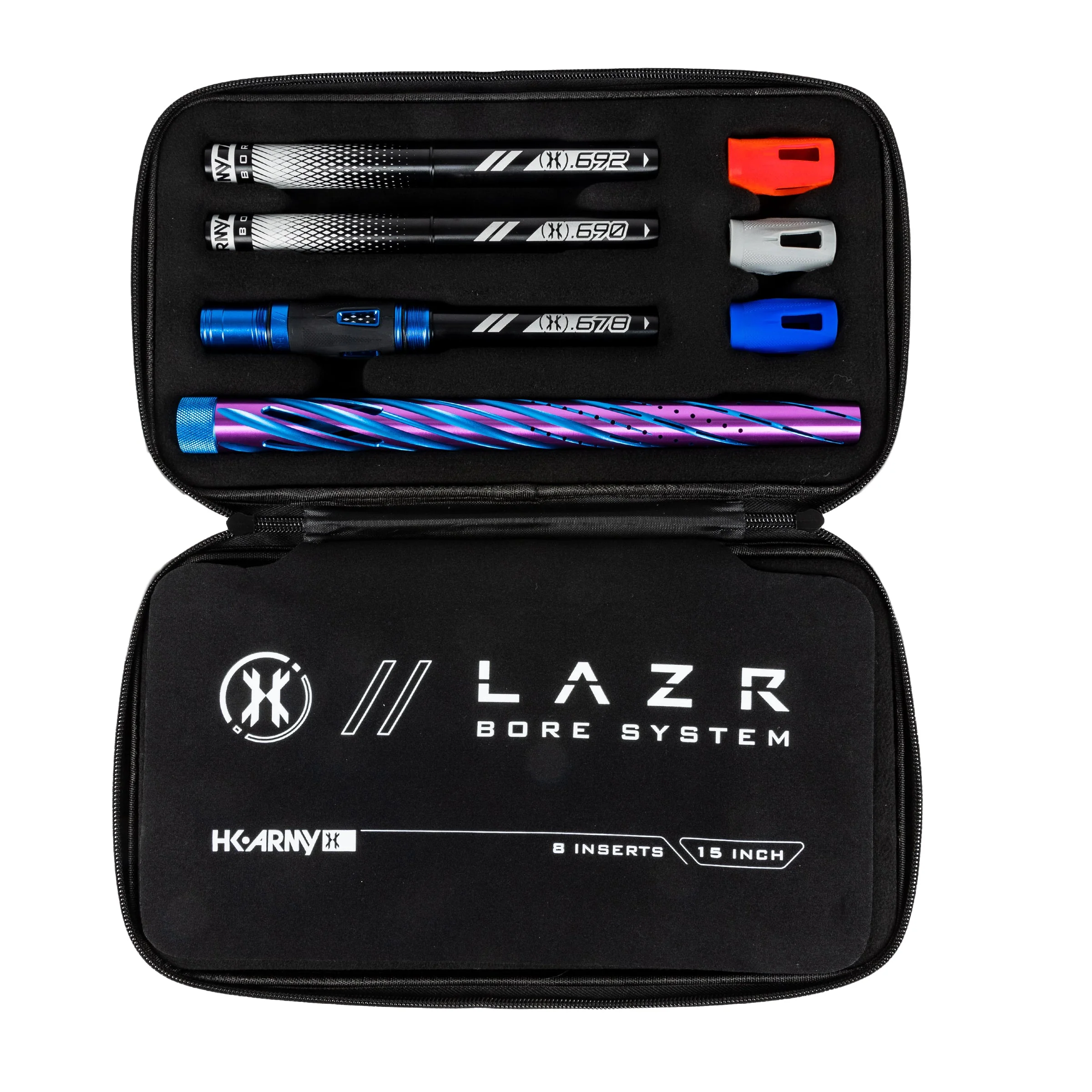 HK Army LAZR Barrel Kit - Elite Orbit - Autococker Thread - Dust Blue/Purple - Black Inserts - Image 2
