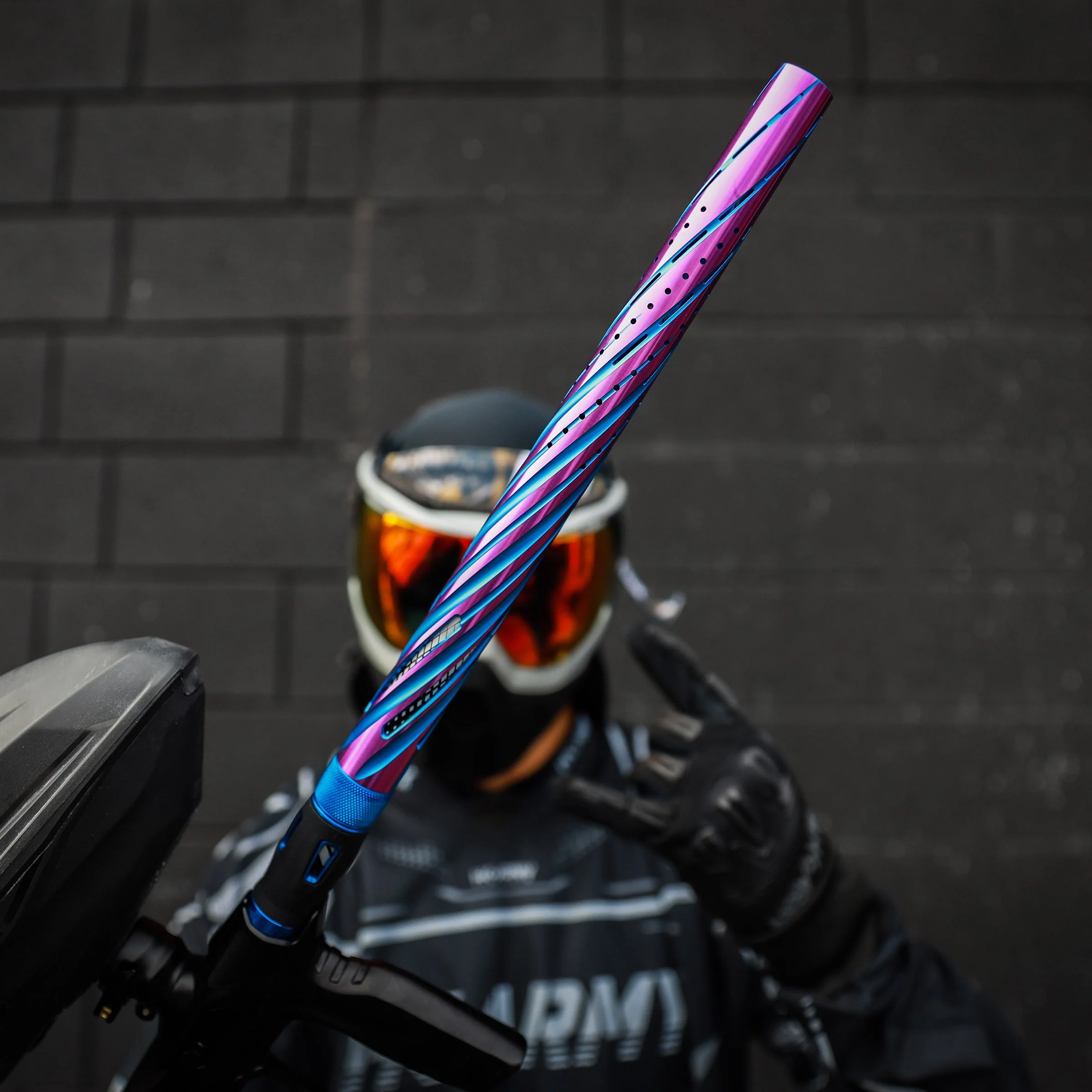 HK Army LAZR Barrel Kit - Elite Orbit - Autococker Thread - Dust Blue/Purple - Black Inserts - Image 3