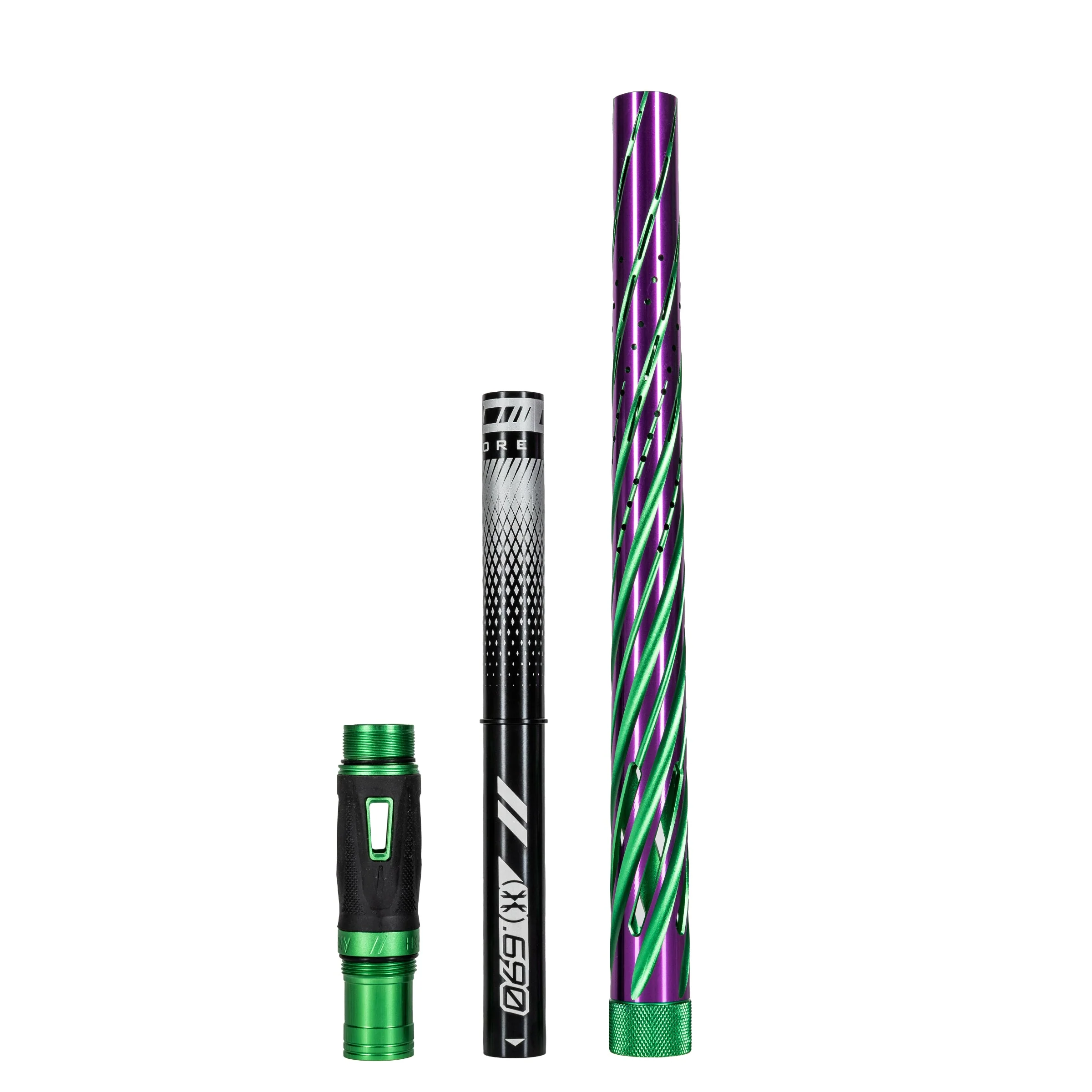 HK Army LAZR Barrel Kit - Elite Orbit - Autococker Thread - Dust Green/Purple - Black Inserts - Image 4