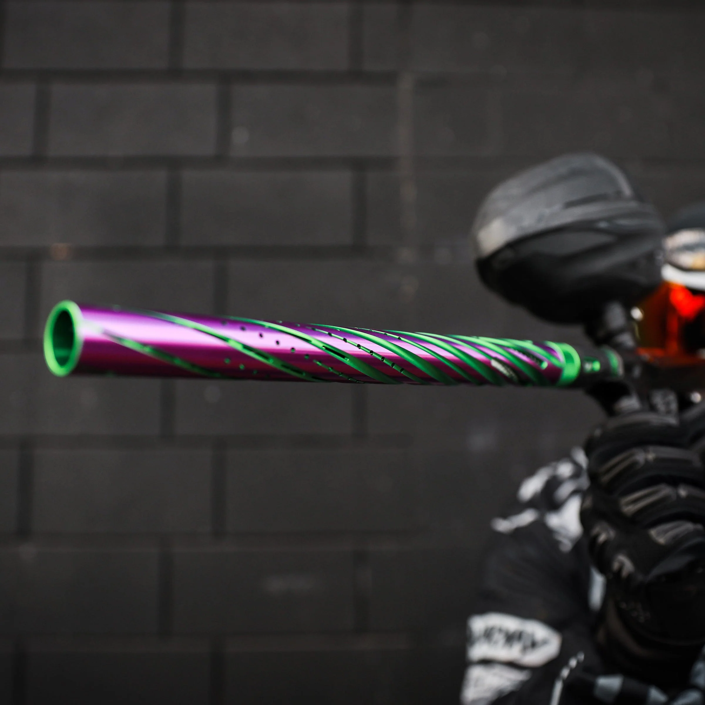 HK Army LAZR Barrel Kit - Elite Orbit - Autococker Thread - Dust Green/Purple - Black Inserts - Image 5