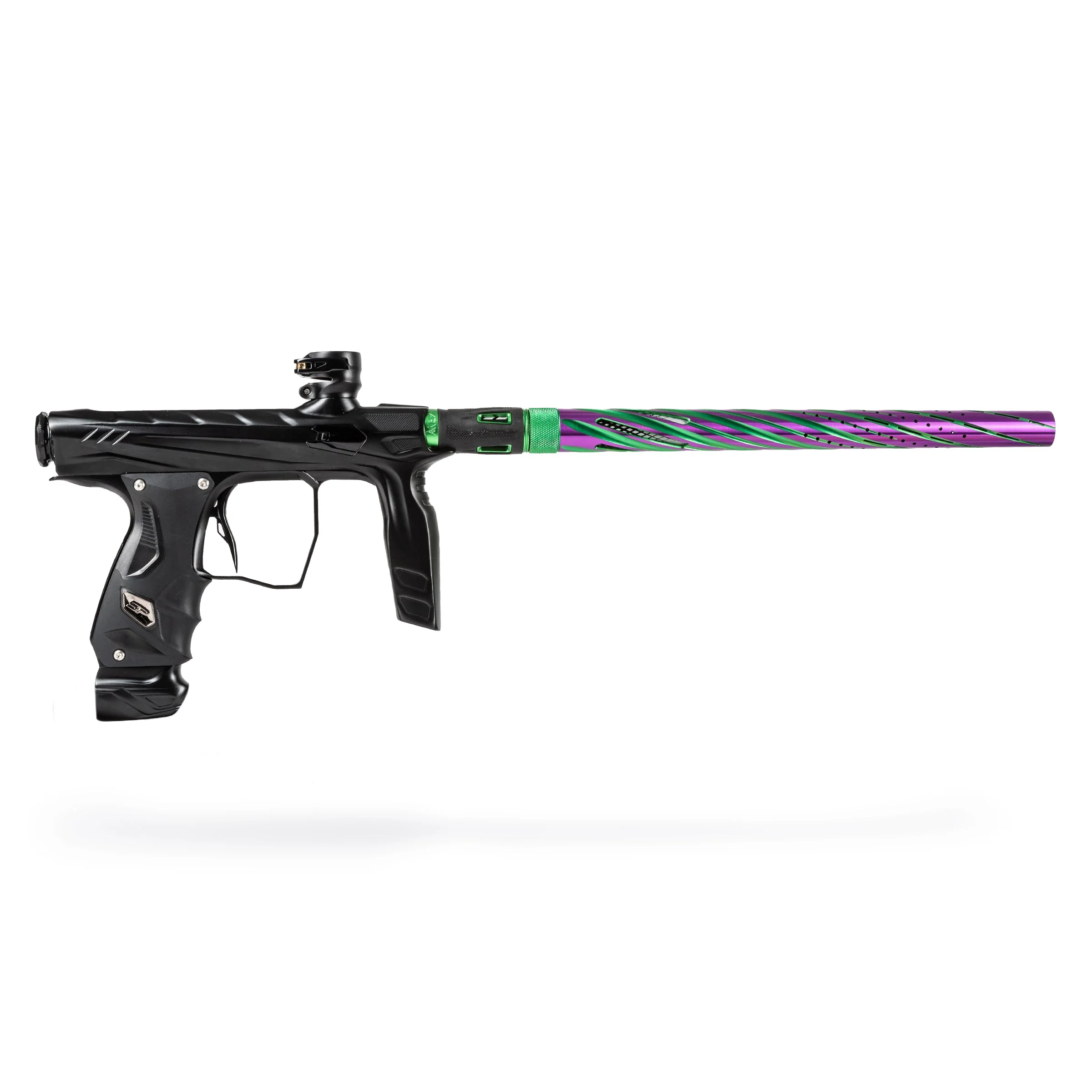 HK Army LAZR Barrel Kit - Elite Orbit - Autococker Thread - Dust Green/Purple - Black Inserts - Image 6