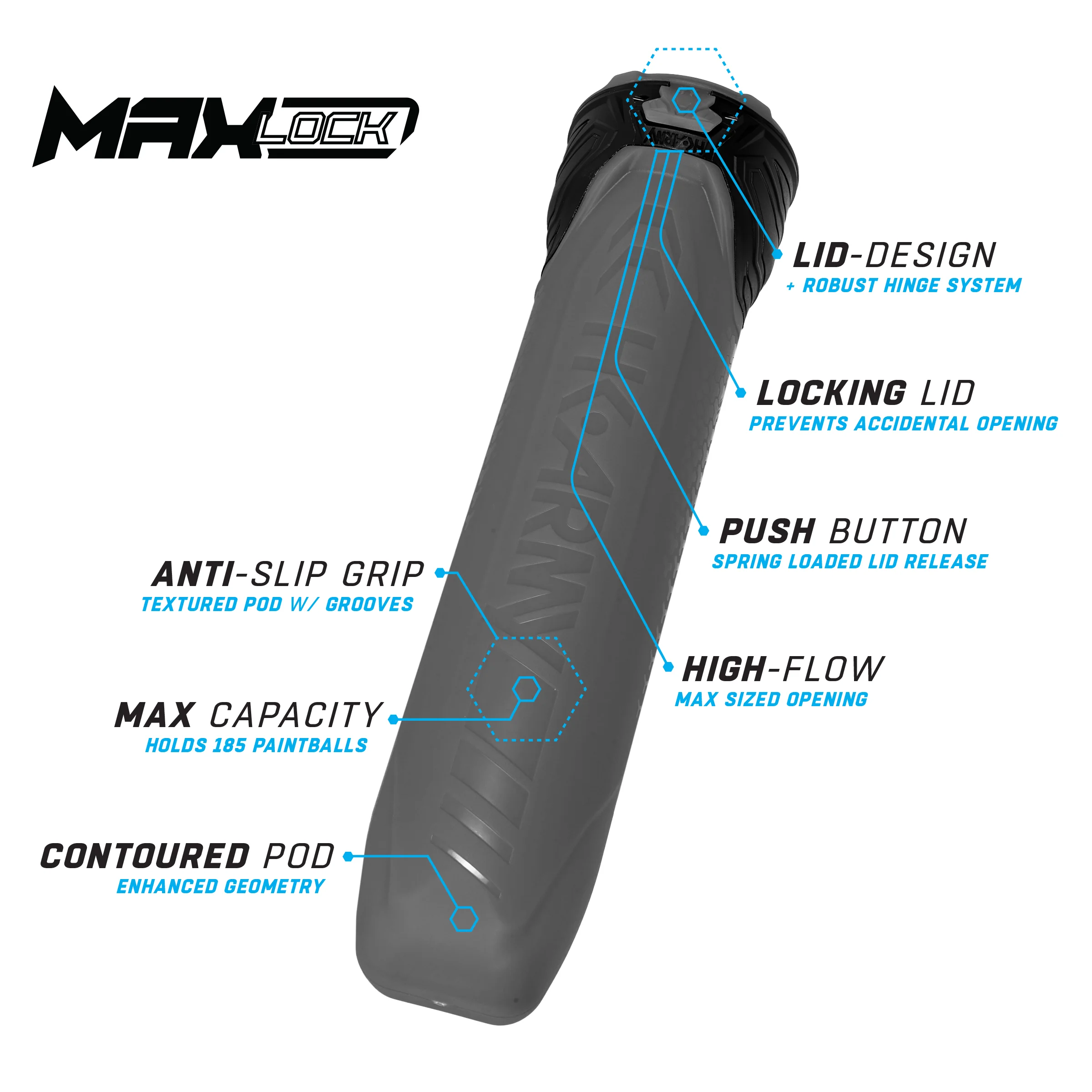 HK Army MAXLOCK Pods - Lock Lid 185 Round - 6 Pack - Choose Your Color - Image 3