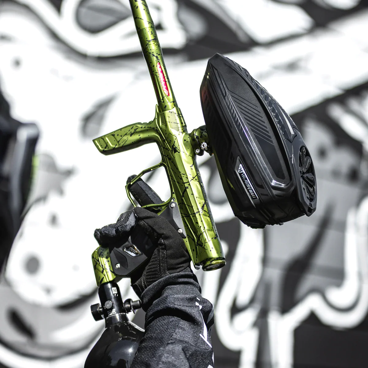 HK Army Shocker AMP Paintball Gun -  Combat Splash (Olive/Black) - Image 3