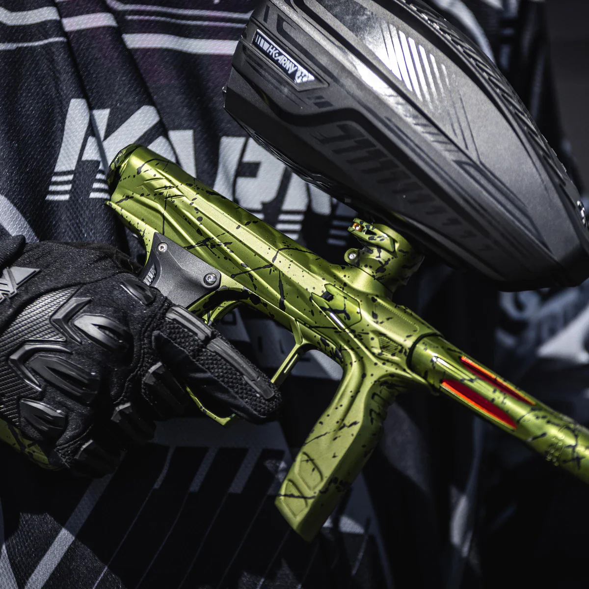 HK Army Shocker AMP Paintball Gun -  Combat Splash (Olive/Black) - Image 6