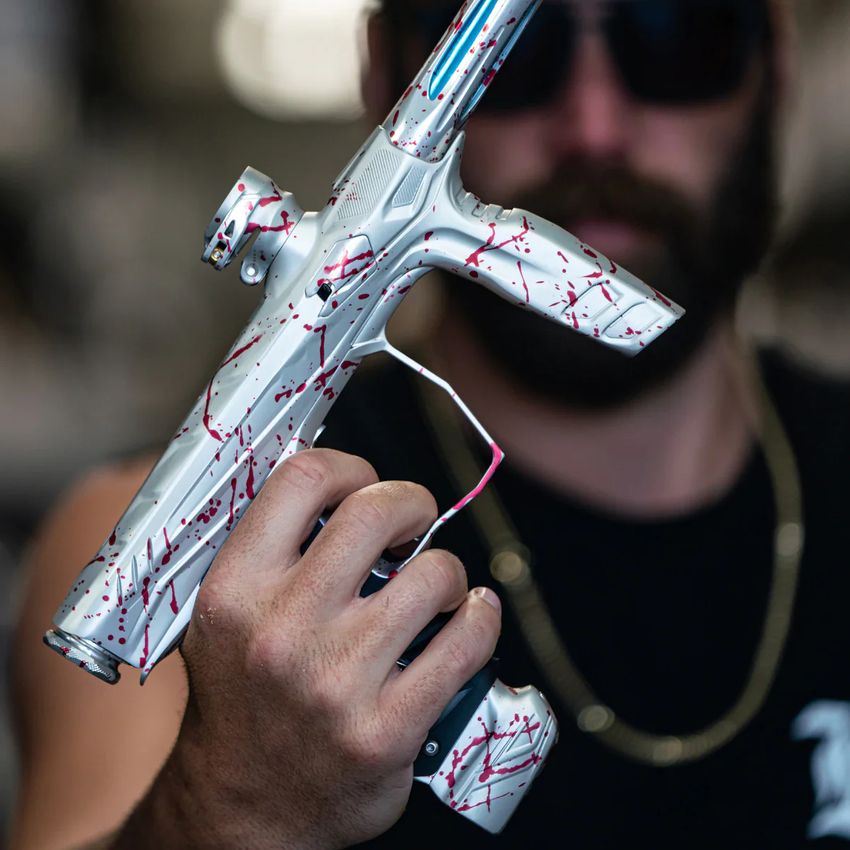 HK Army Shocker AMP Paintball Gun - Envy Splash (Silver/Red) - Image 6
