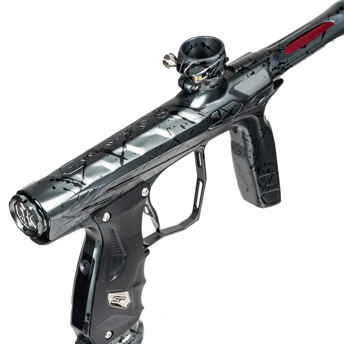 HK Army Shocker AMP Paintball Gun -  Graphite Splash (Pewter/Black) - Image 4