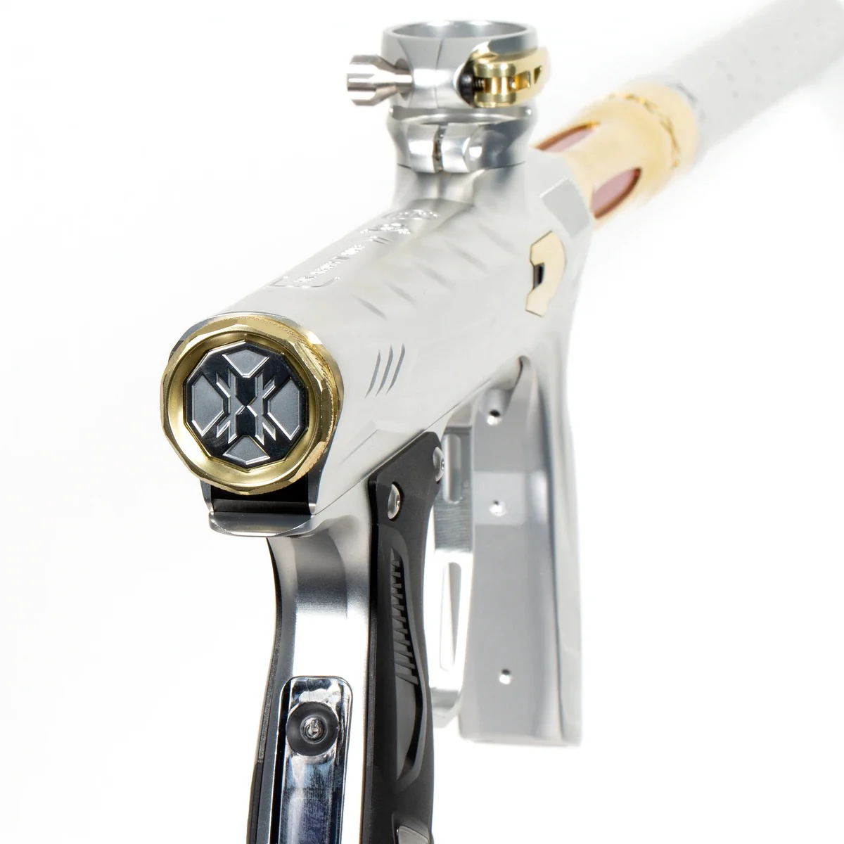 HK Army Shocker AMP Paintball Gun - Silver/Gold - Image 4