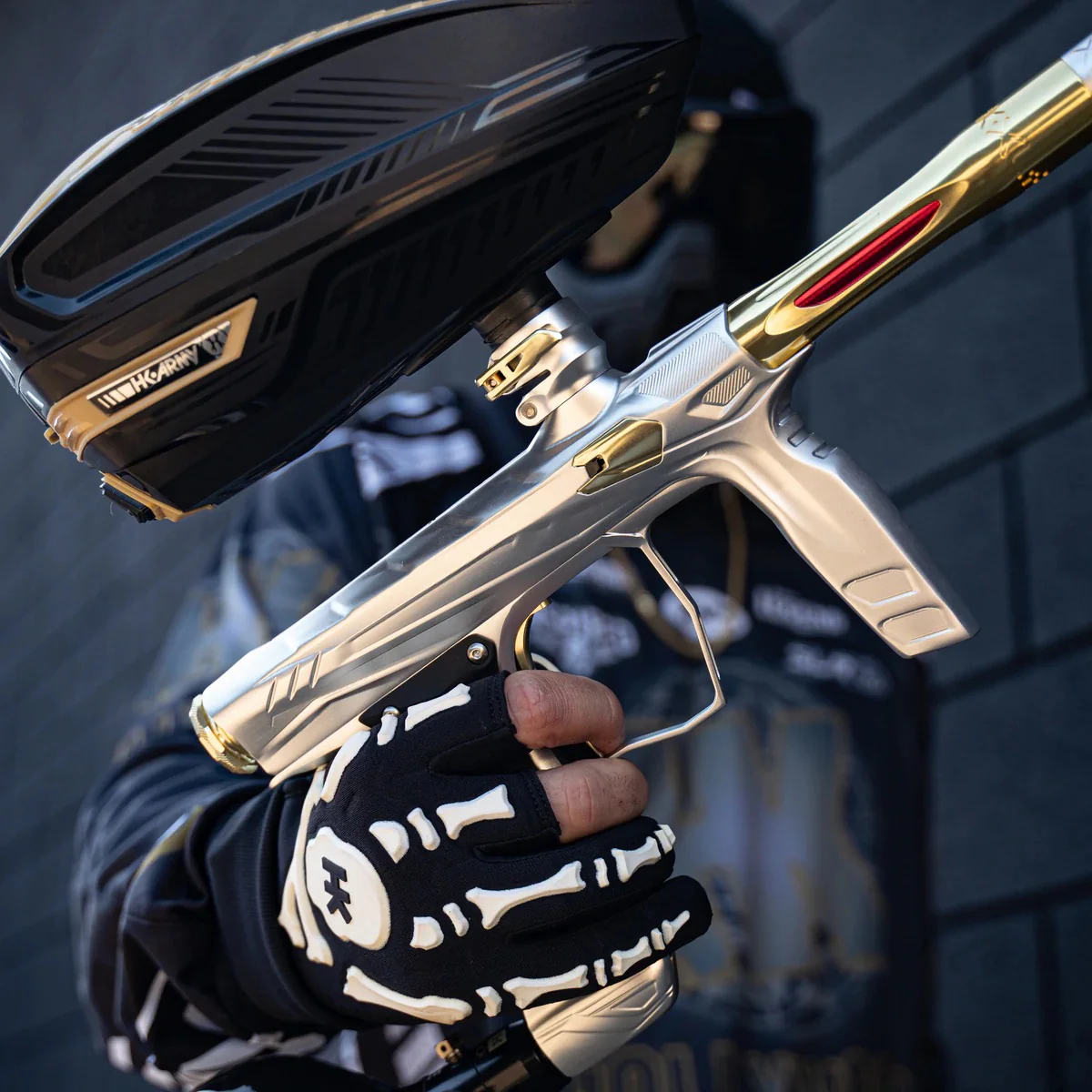 HK Army Shocker AMP Paintball Gun - Silver/Gold - Image 5