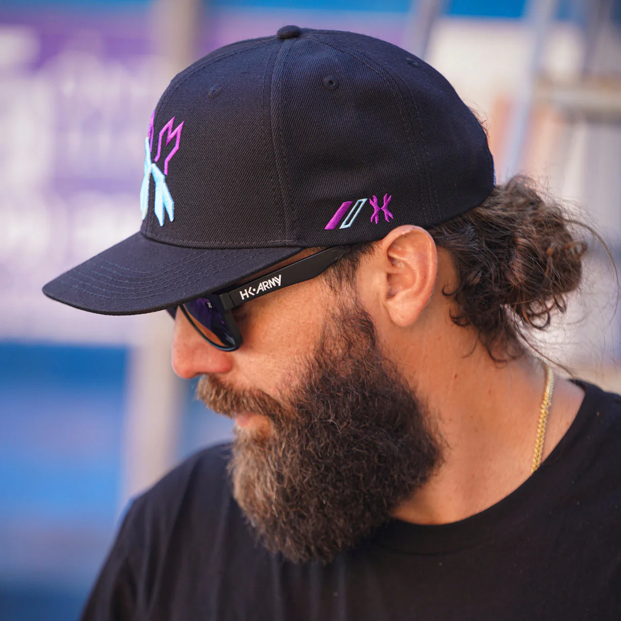 HK Army Split Snapback Hat - Black/Blue/Purple - Image 3