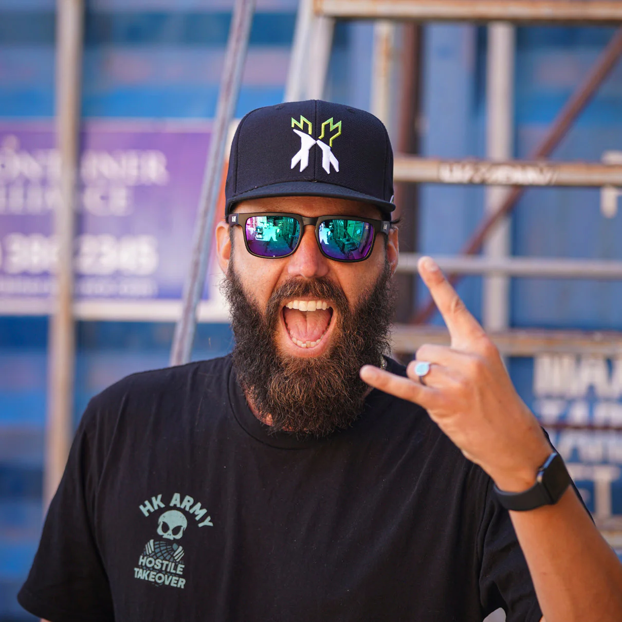 HK Army Split Snapback Hat - Black/Green/White - Image 3