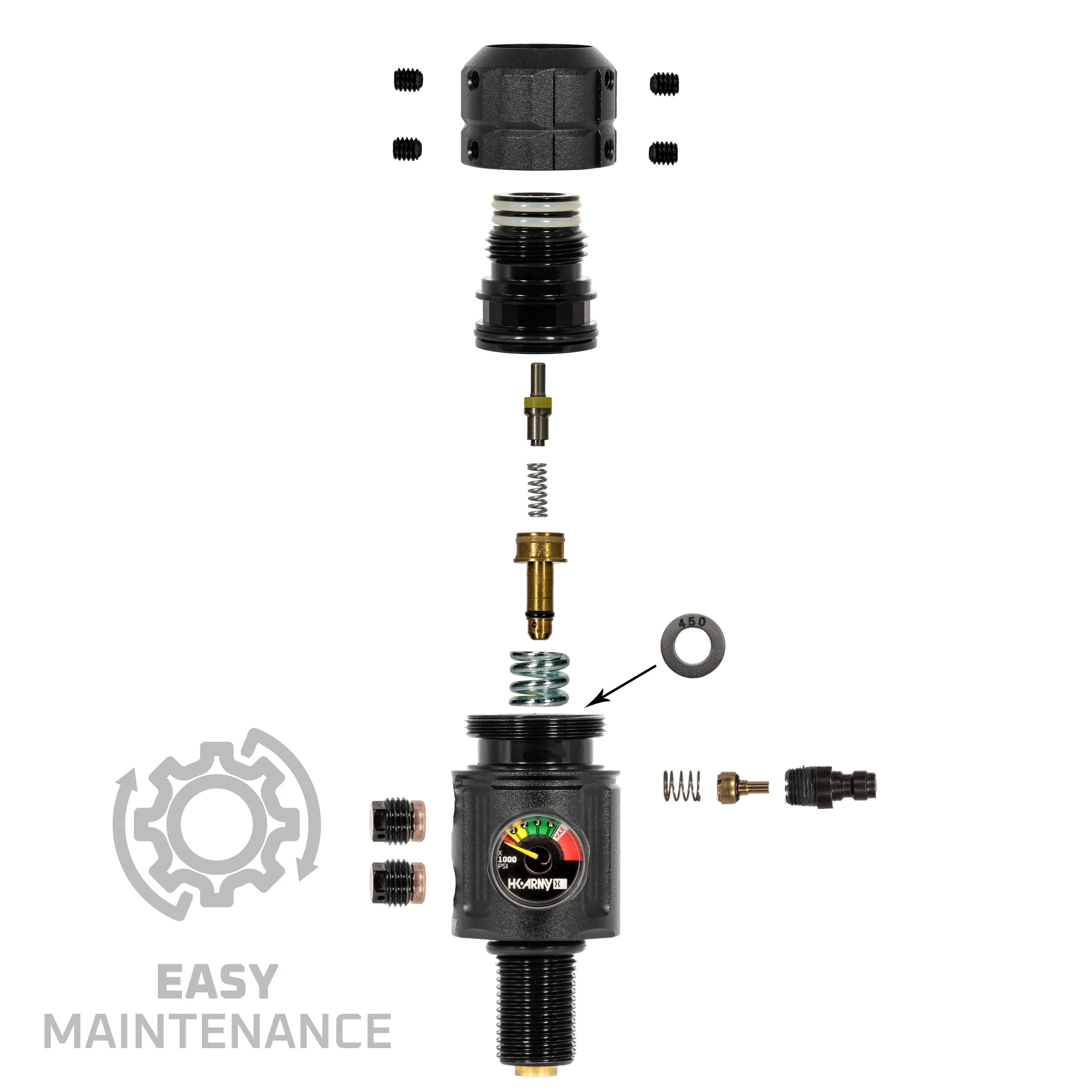 HK Army Turbine Pro Regulator - Long Body - Adjustable & Rotational - Black - Image 5