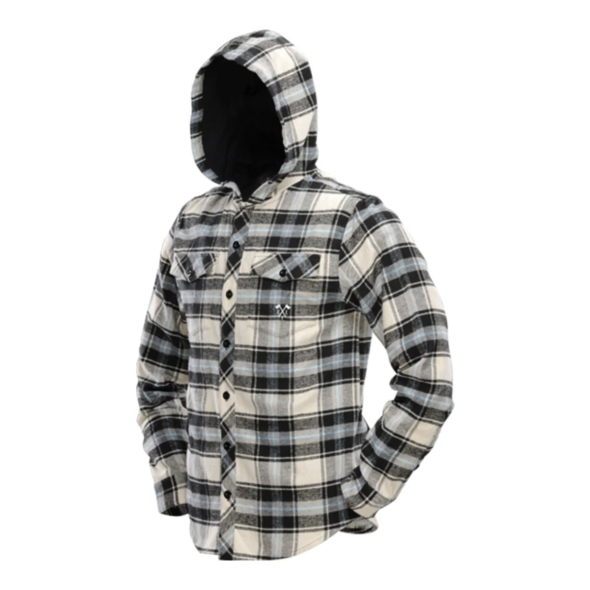 Hooded Flannel - Blue / Tan - Image 2