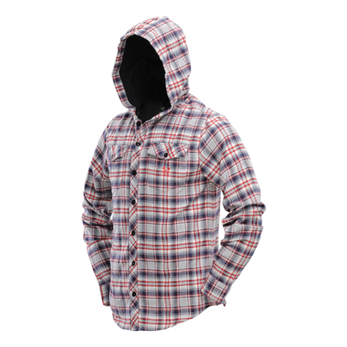 Hooded Flannel - Gray / Red - Image 2
