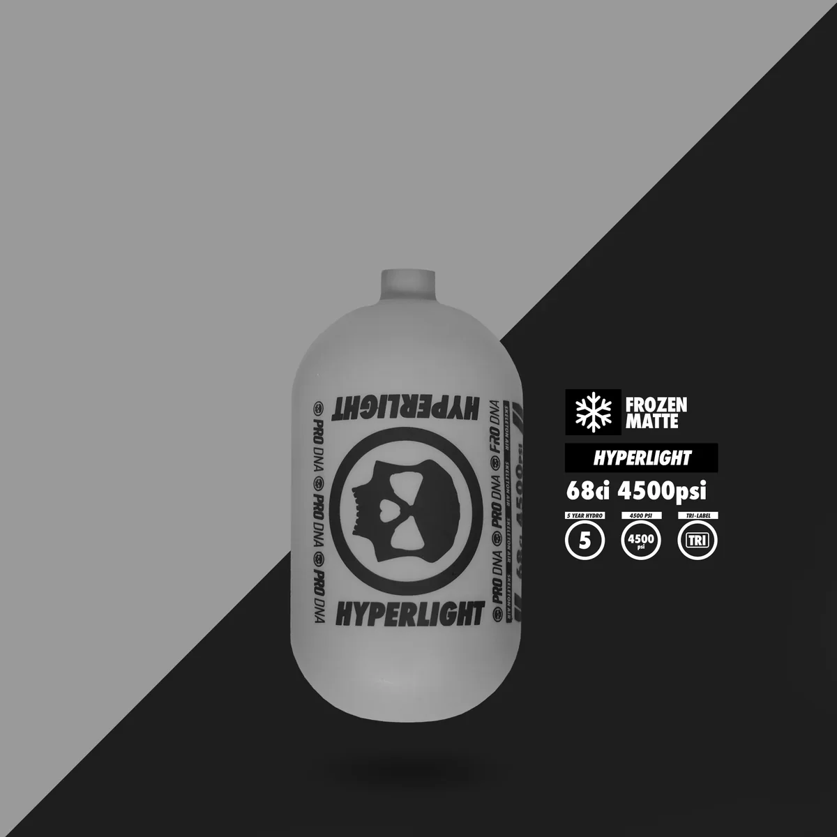 Infamous "Frozen Matte" Hyperlight Paintball Tank - 68/4500 BOTTLE ONLY