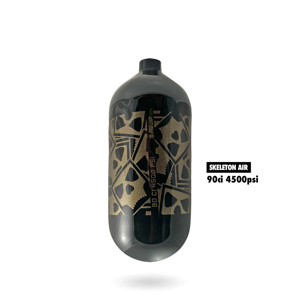 Infamous Hyperlight "SKULL AO SERIES" Paintball Tank BOTTLE ONLY - Black/Gold - 90/4500 PSI