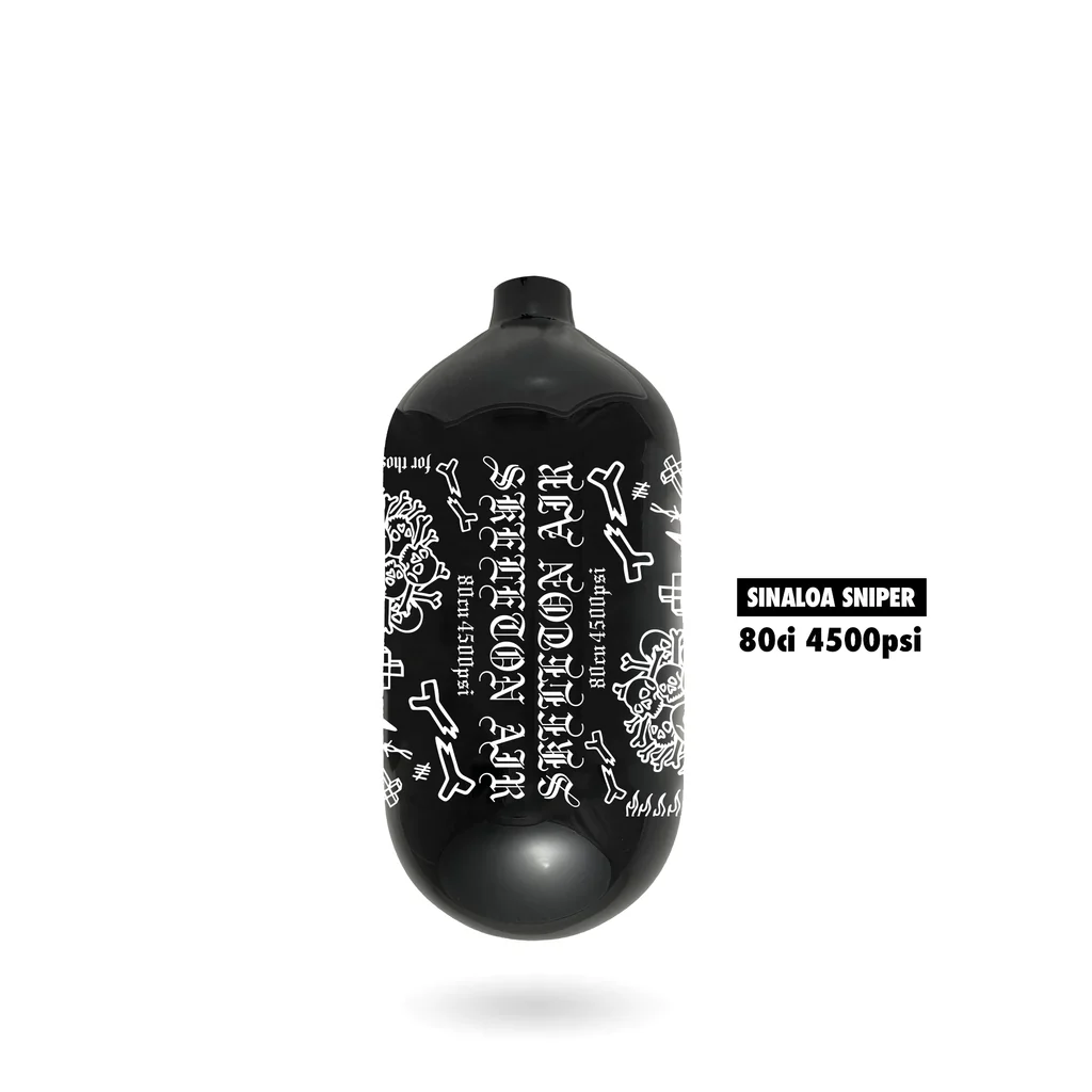 Infamous Sinaloa Sniper Skeleton Air Hyperlight Paintball Tank - Black (Bottle Only) 80ci / 4500psi - Image 2