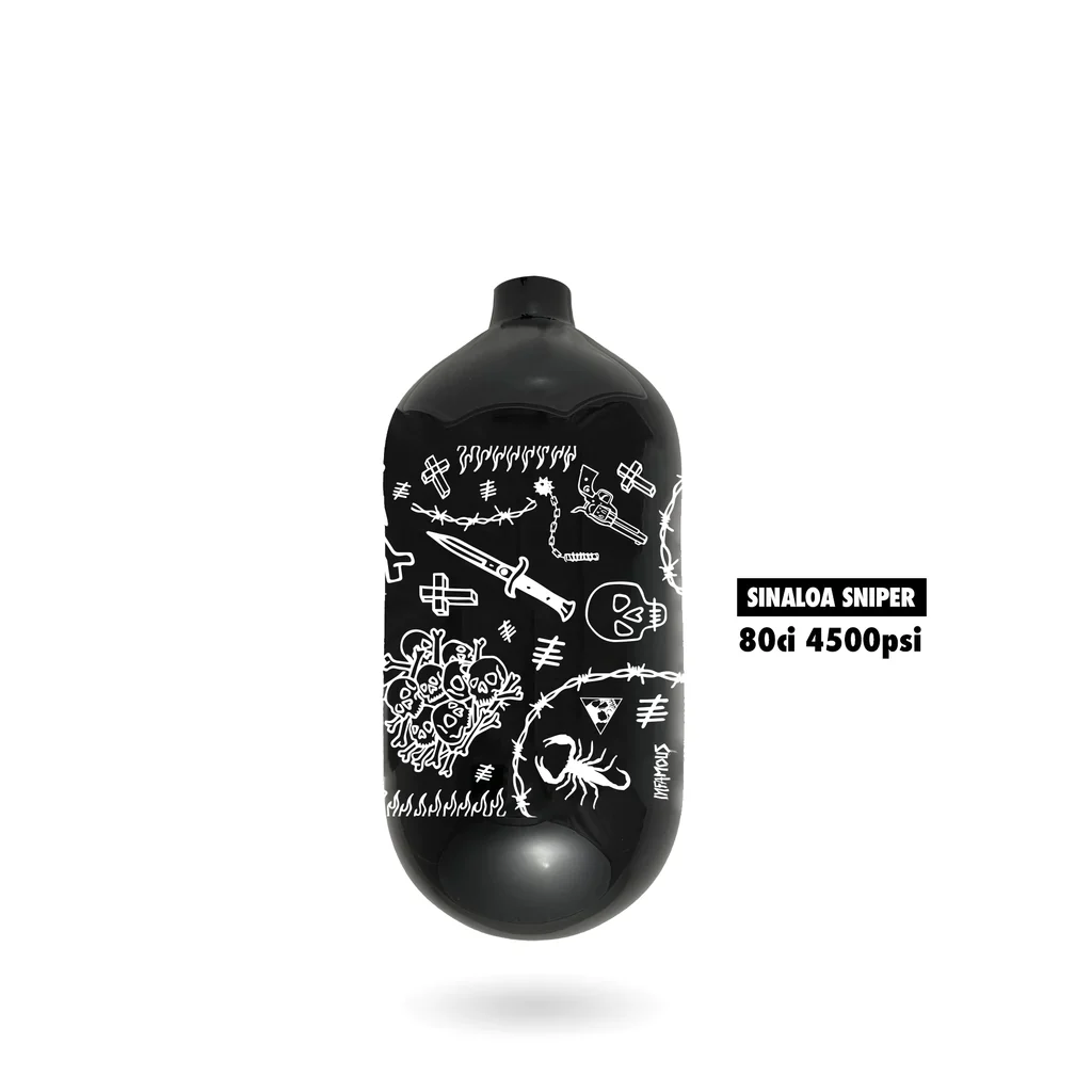 Infamous Sinaloa Sniper Skeleton Air Hyperlight Paintball Tank - Black (Bottle Only) 80ci / 4500psi - Image 3