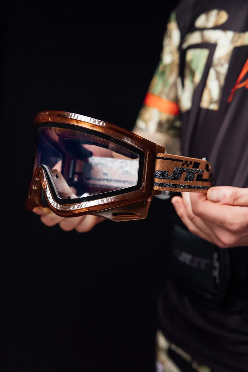 JT Pro-Flex QLS Complete Goggle Frame - Brown w/Clear Lens and Strap - Image 3