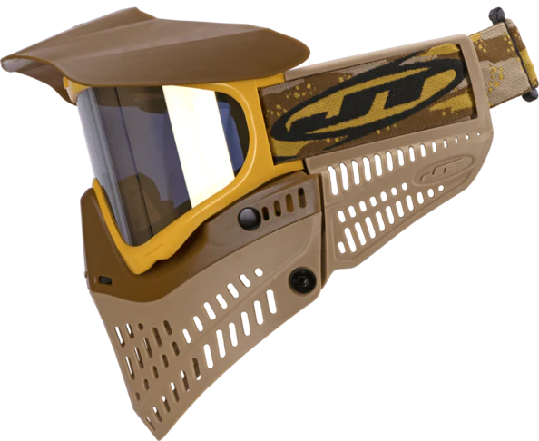 JT Proflex LE Paintball Mask - Brown/Tan/Gold w/ Gold Thermal Lens - Image 2
