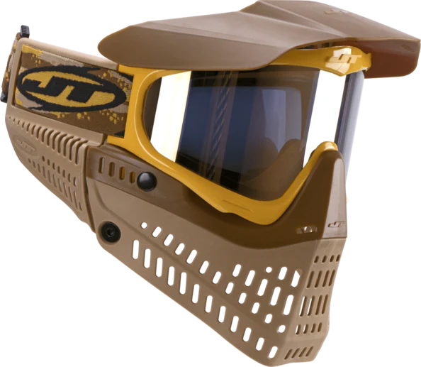 JT Proflex LE Paintball Mask - Brown/Tan/Gold w/ Gold Thermal Lens - Image 3