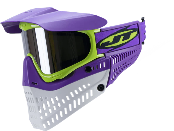 JT Proflex LE Paintball Mask - Purple/Lime/White w/ Chrome Thermal Lens - Image 2