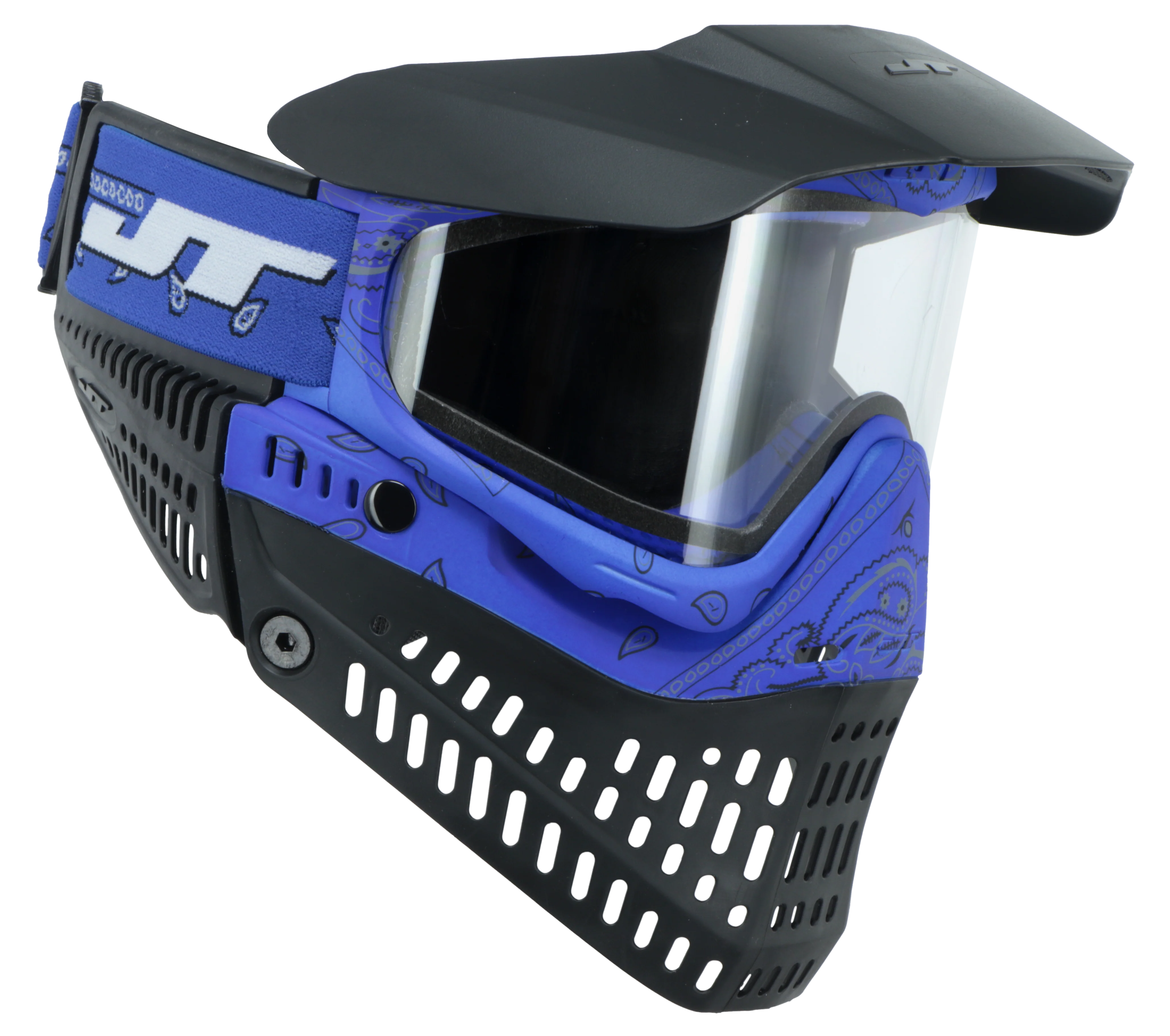 JT Proflex Paintball Mask - LE Bandana Series - Blue w/ Clear & Smoke Lens - Image 2