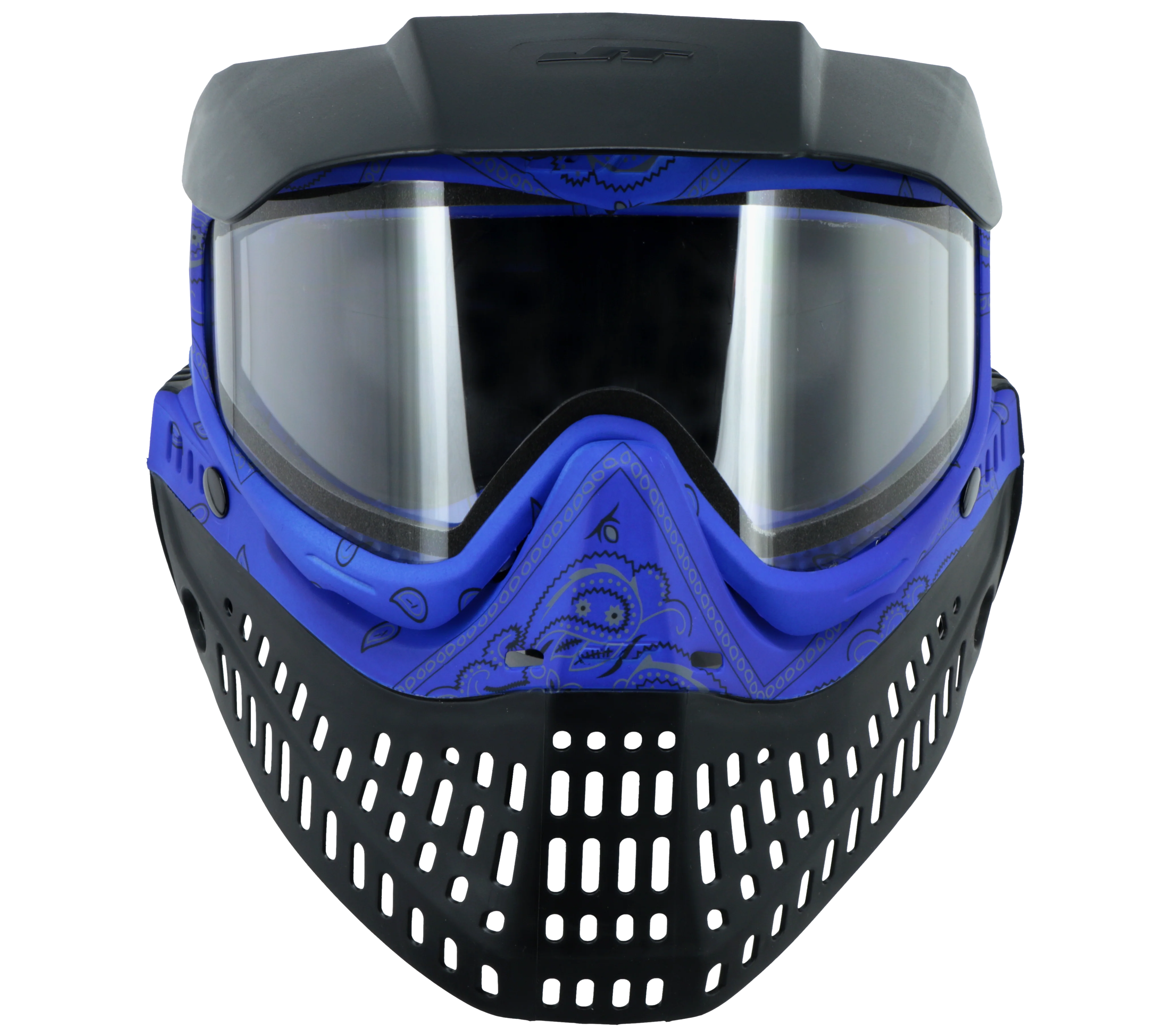JT Proflex Paintball Mask - LE Bandana Series - Blue w/ Clear & Smoke Lens - Image 3