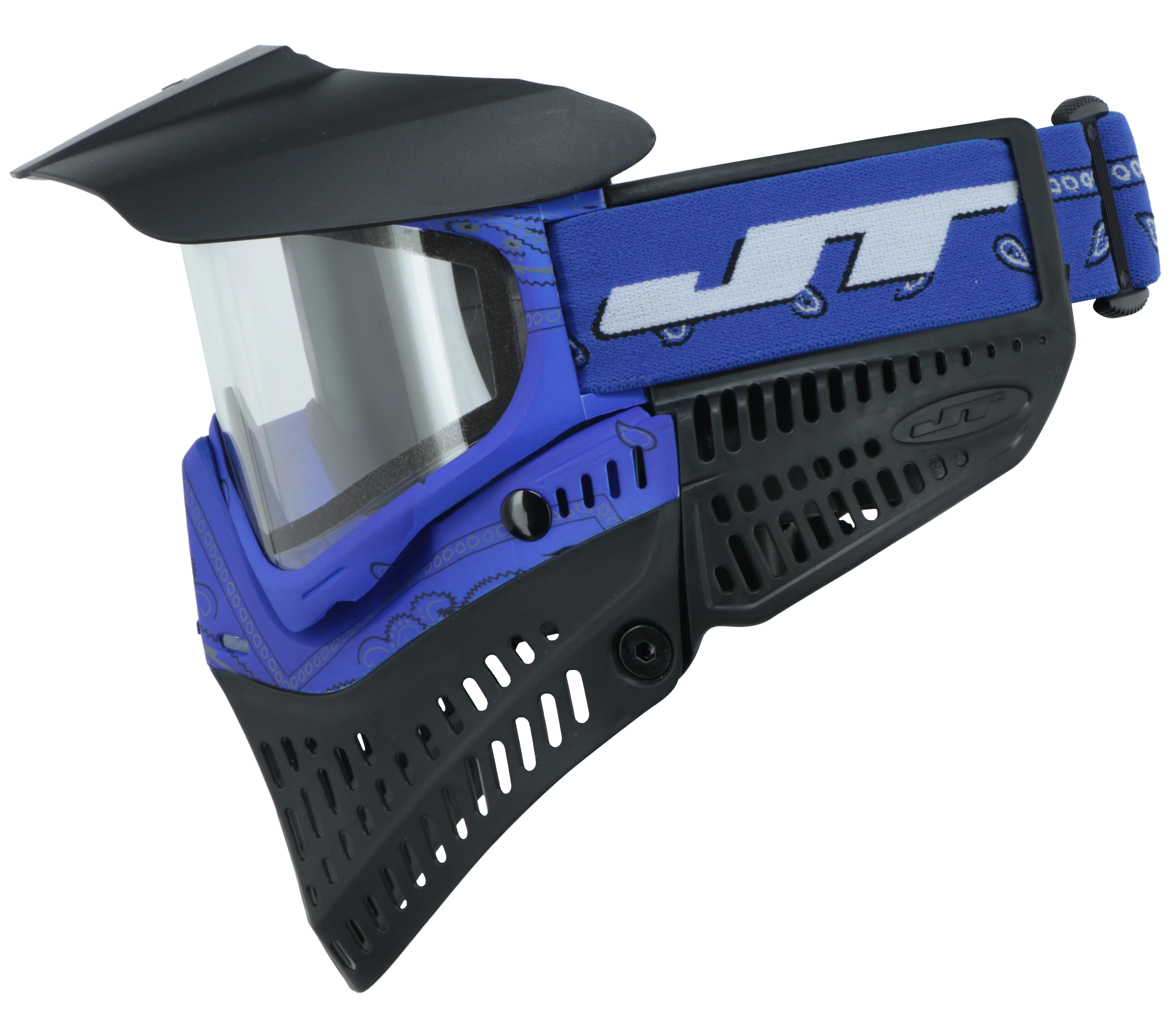 JT Proflex Paintball Mask - LE Bandana Series - Blue w/ Clear & Smoke Lens - Image 4