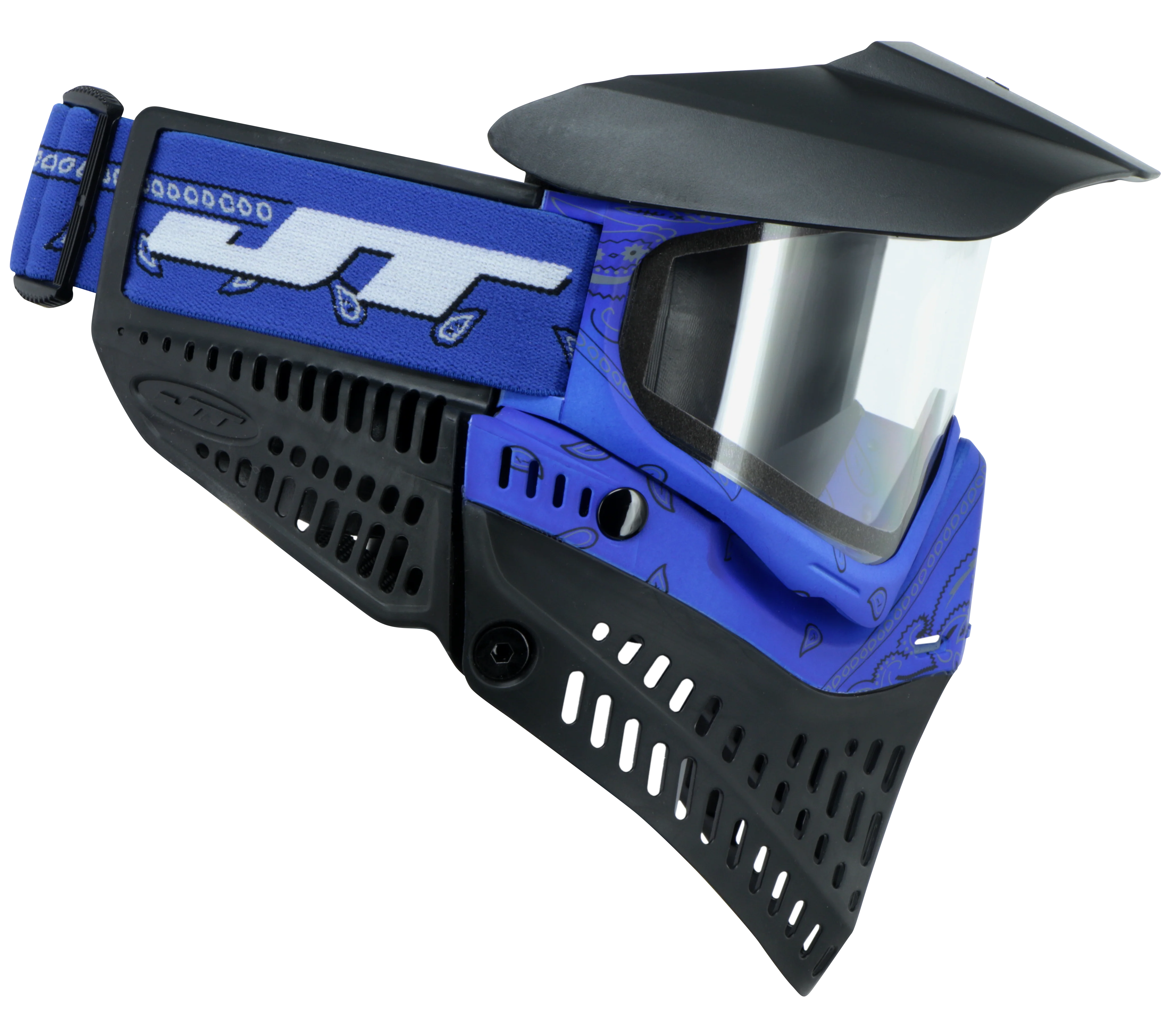 JT Proflex Paintball Mask - LE Bandana Series - Blue w/ Clear & Smoke Lens - Image 5