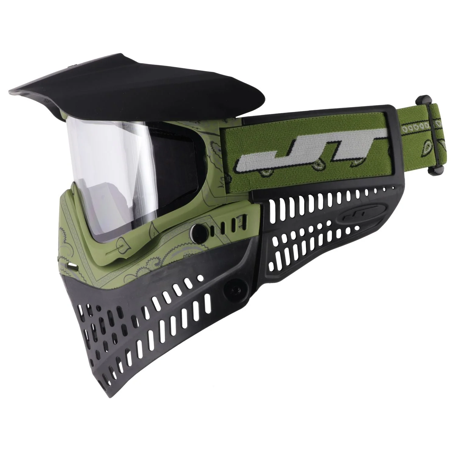 JT Proflex Paintball Mask - LE Bandana Series - Green w/ Clear & Smoke Lens - Image 4