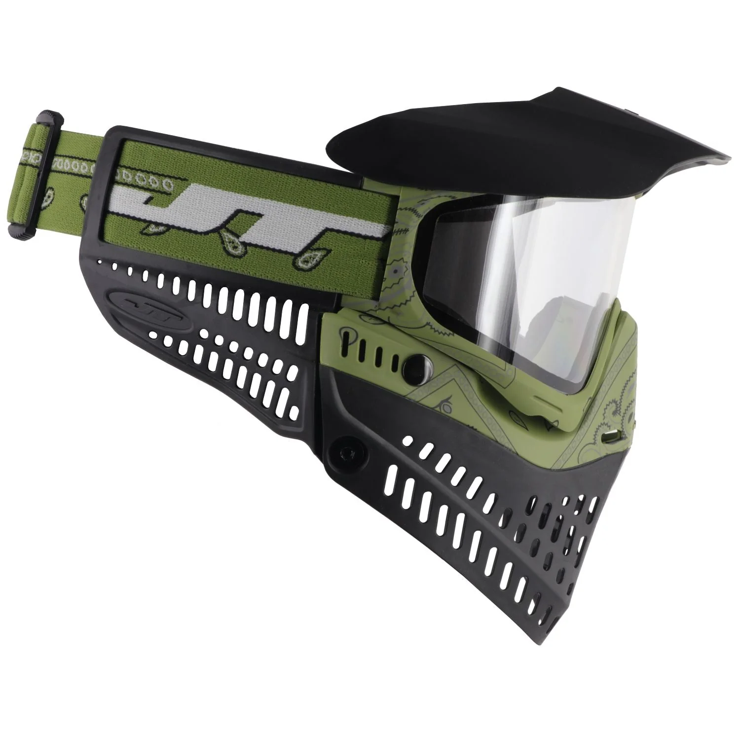 JT Proflex Paintball Mask - LE Bandana Series - Green w/ Clear & Smoke Lens - Image 5
