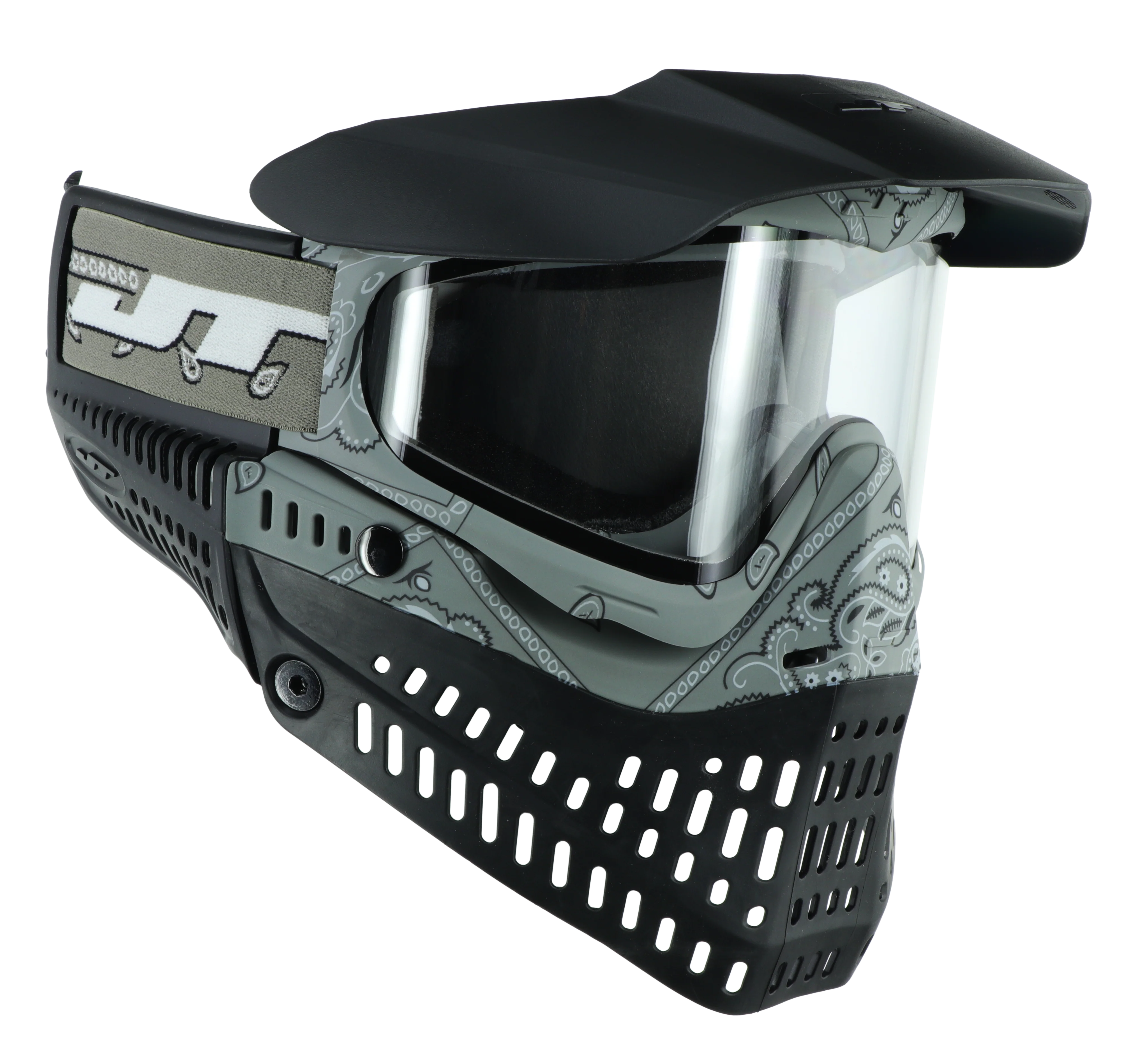 JT Proflex Paintball Mask - LE Bandana Series - Grey w/ Clear & Smoke Lens - Image 3