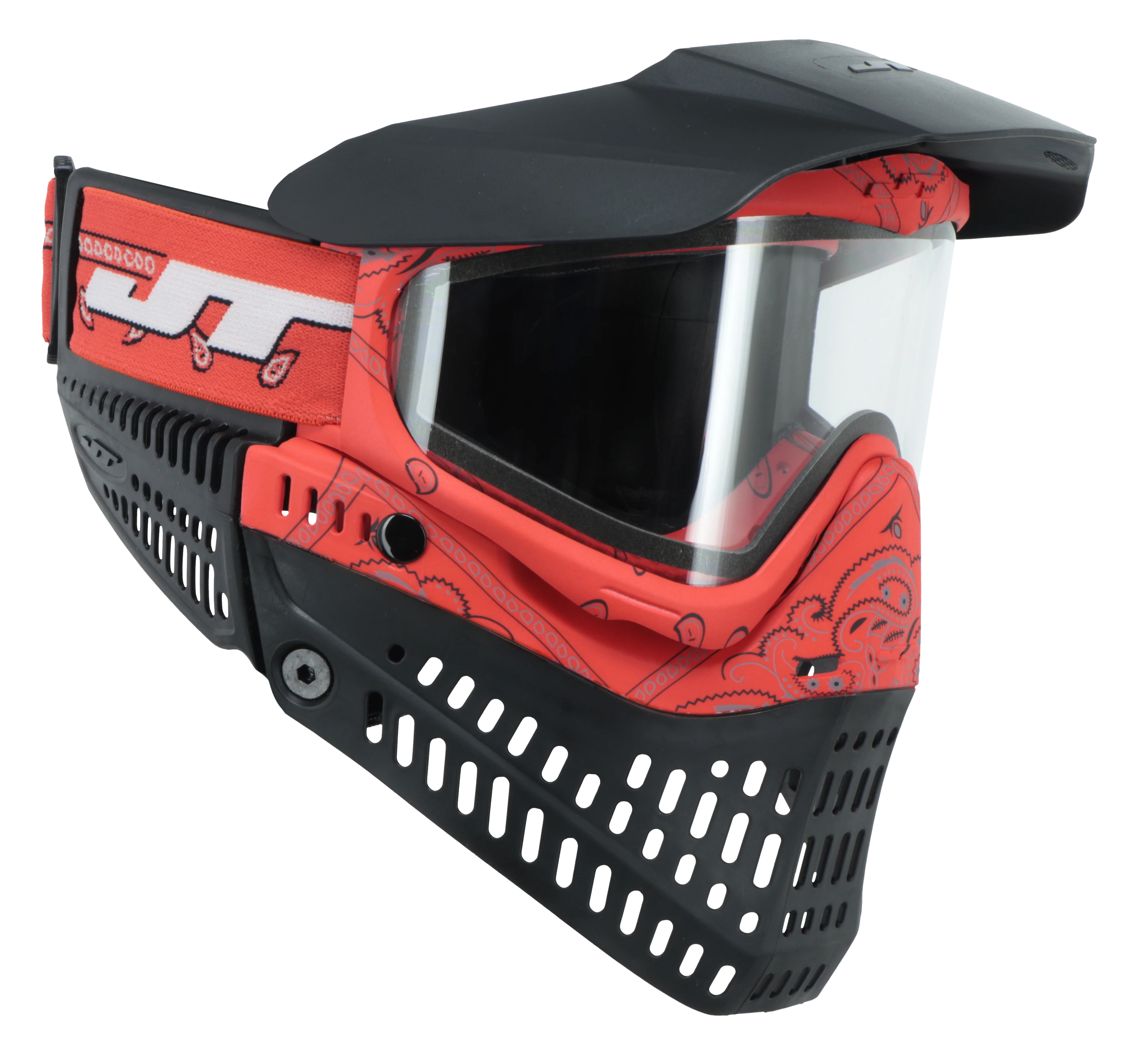 JT Proflex Paintball Mask - LE Bandana Series - Red w/ Clear & Smoke Lens - Image 2