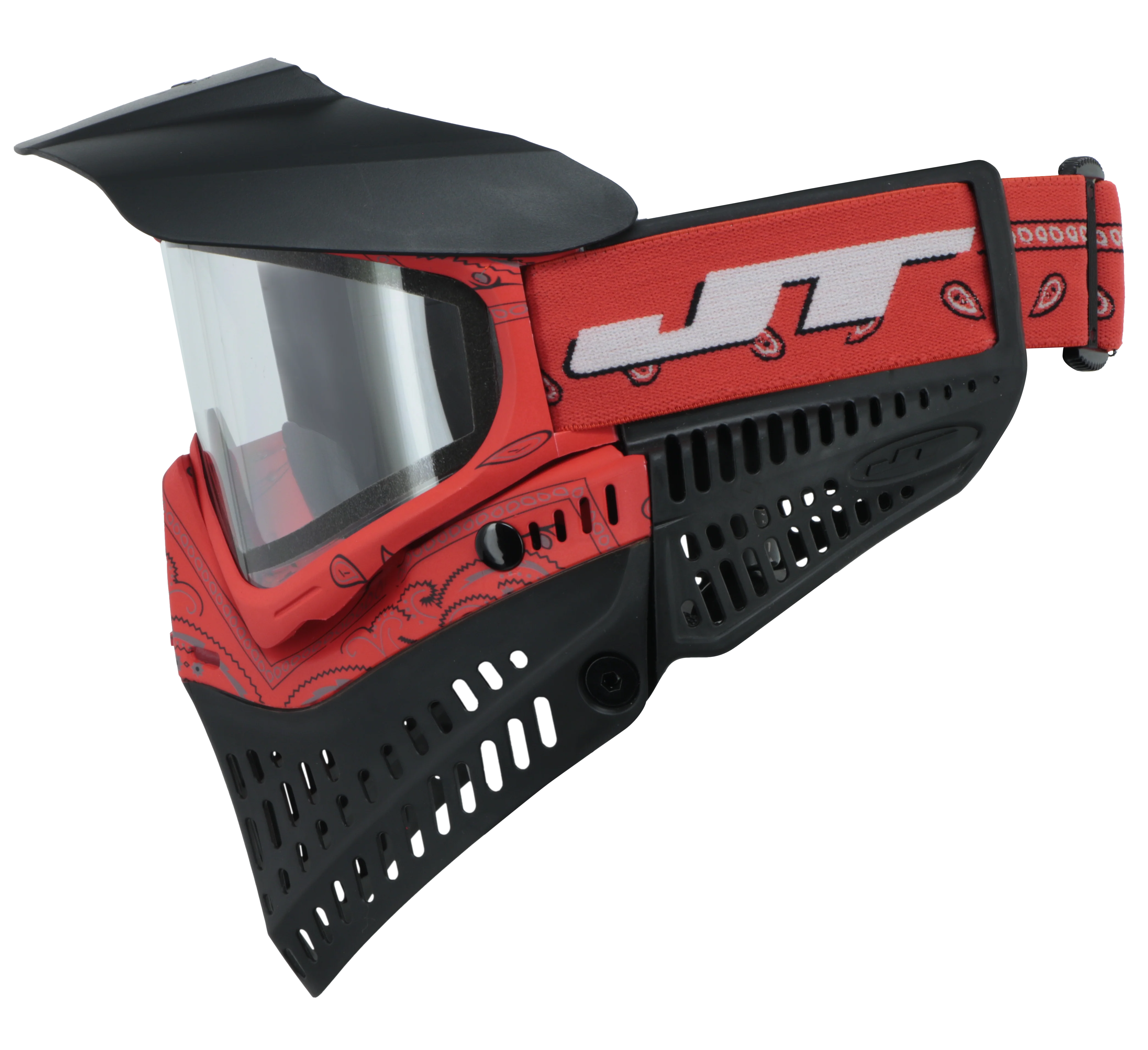 JT Proflex Paintball Mask - LE Bandana Series - Red w/ Clear & Smoke Lens - Image 4