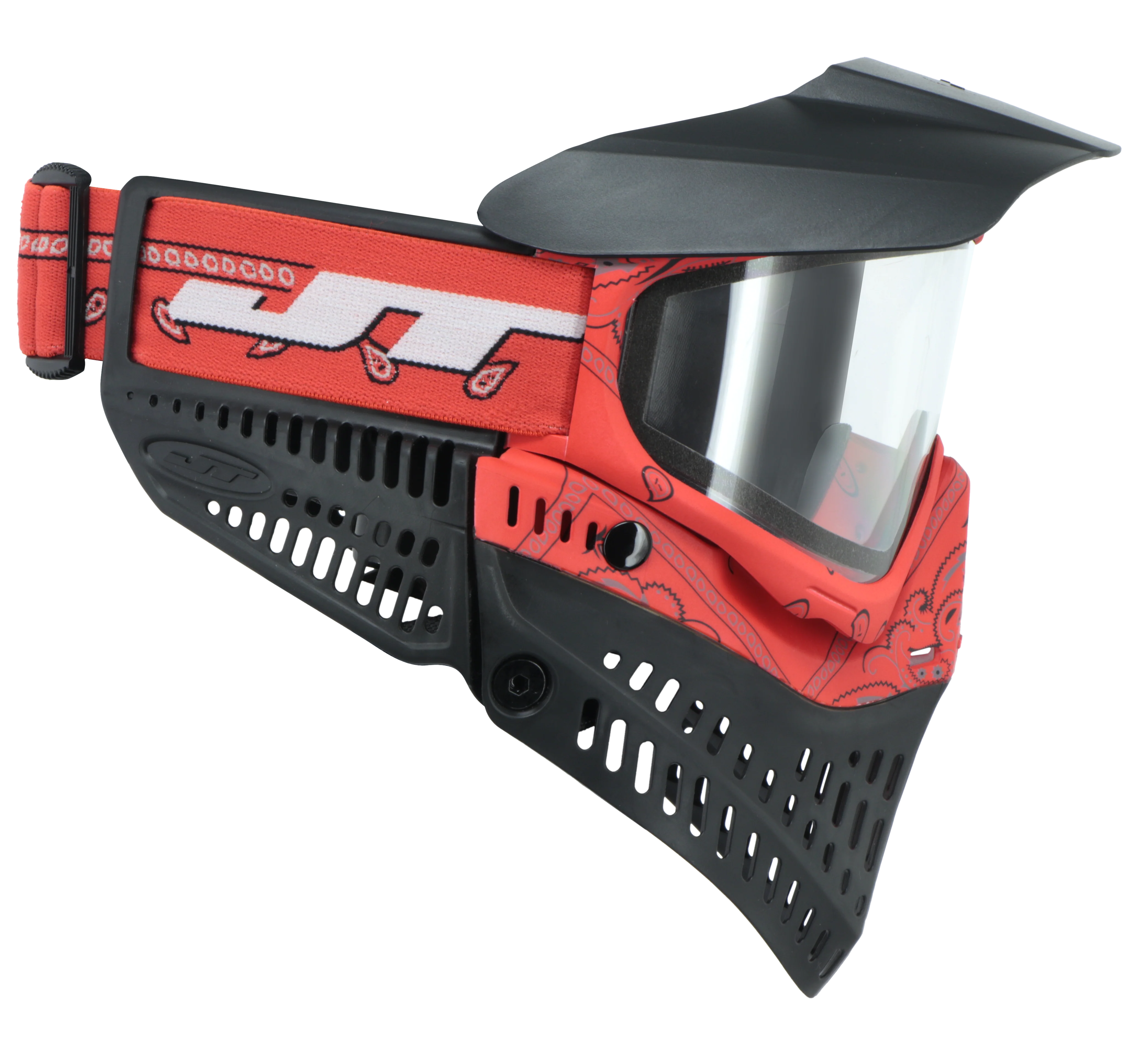 JT Proflex Paintball Mask - LE Bandana Series - Red w/ Clear & Smoke Lens - Image 5