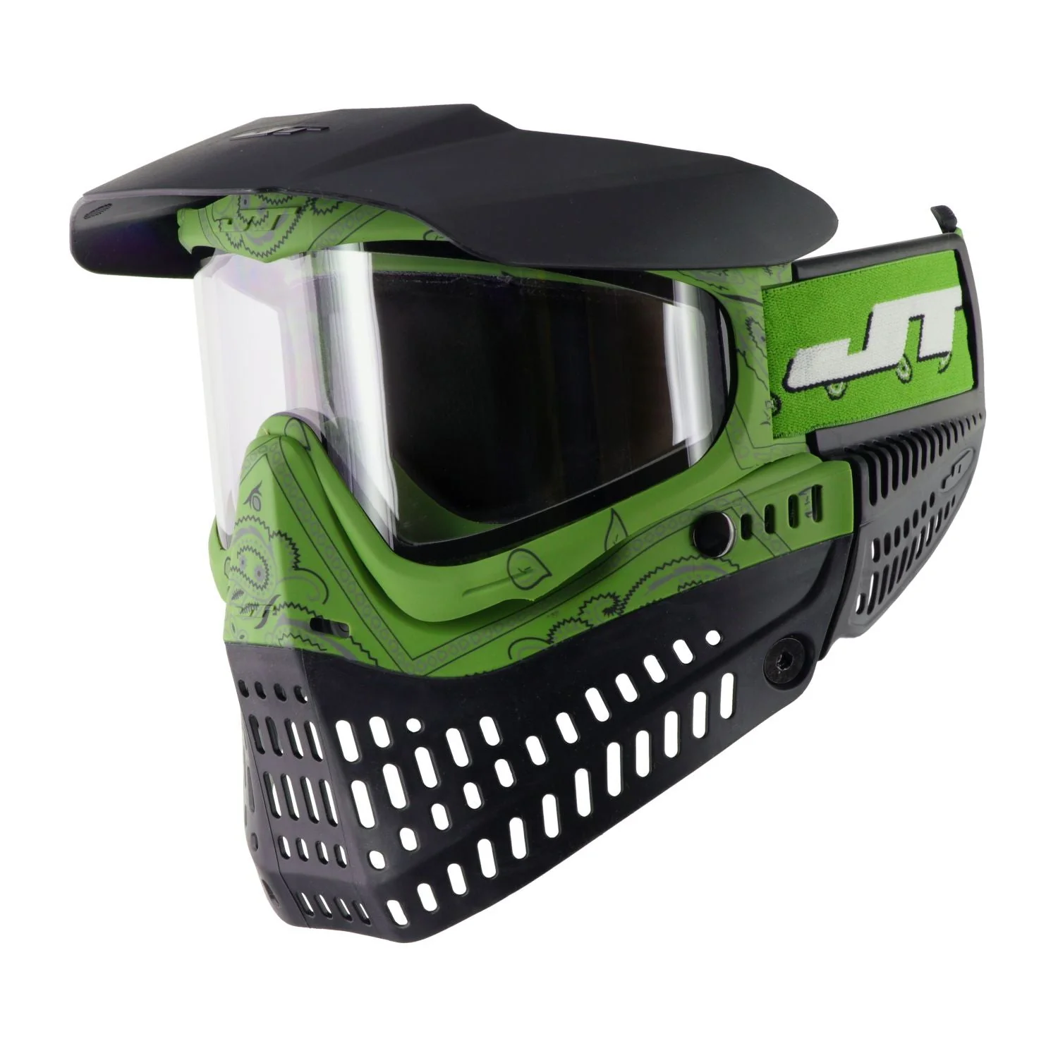 JT Proflex Paintball Mask - LE Bandana Series - Slime Green w/ Clear & Smoke Lens