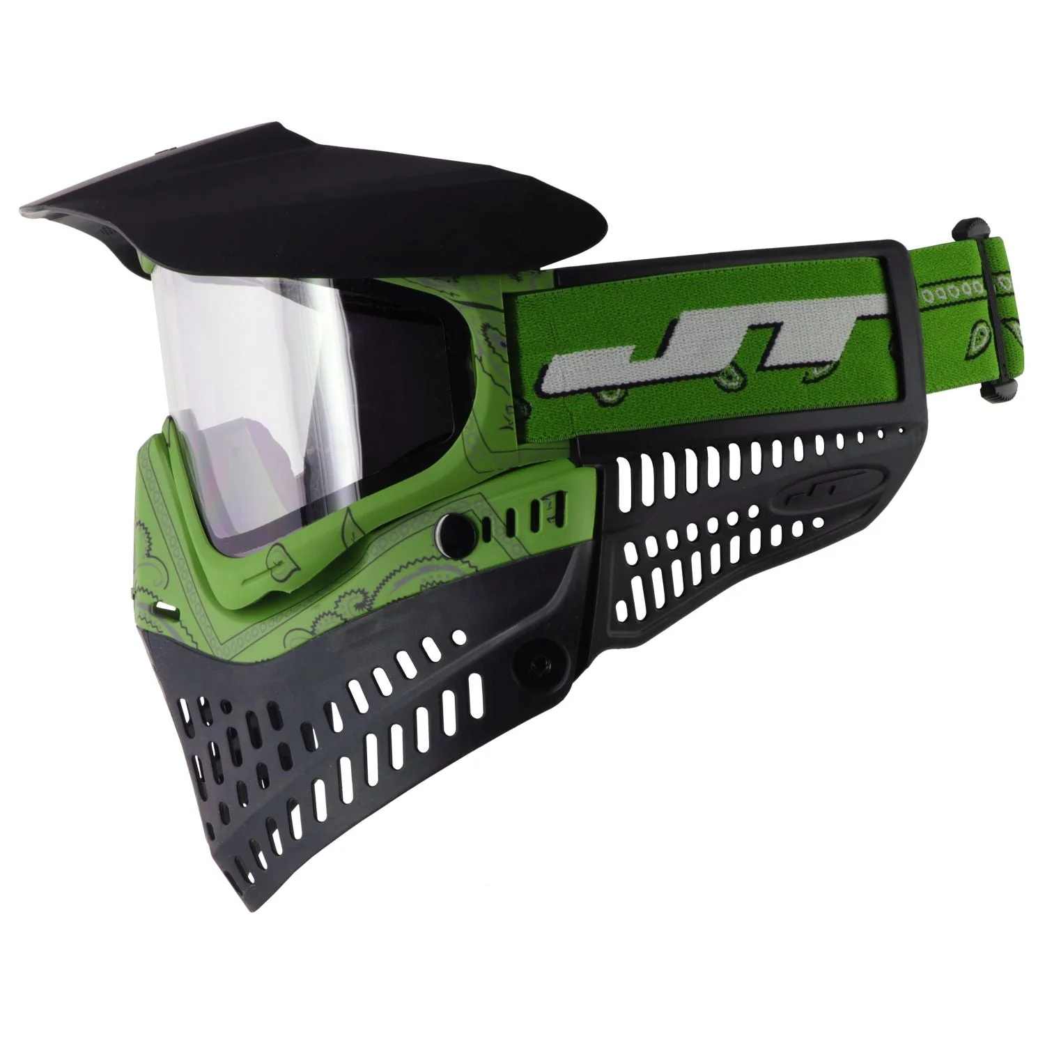 JT Proflex Paintball Mask - LE Bandana Series - Slime Green w/ Clear & Smoke Lens - Image 4