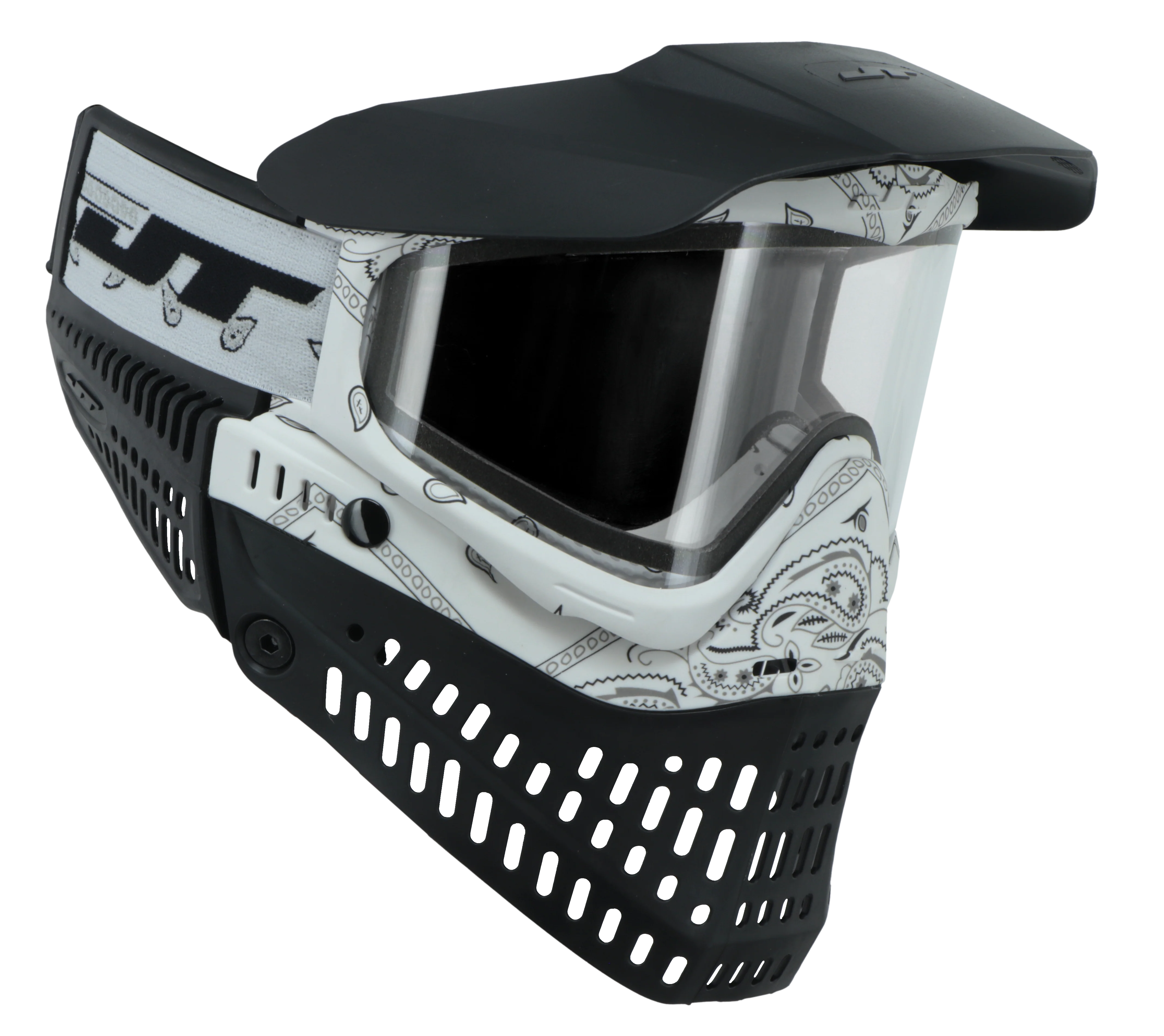 JT Proflex Paintball Mask - LE Bandana Series - White w/ Clear & Smoke Lens - Image 2
