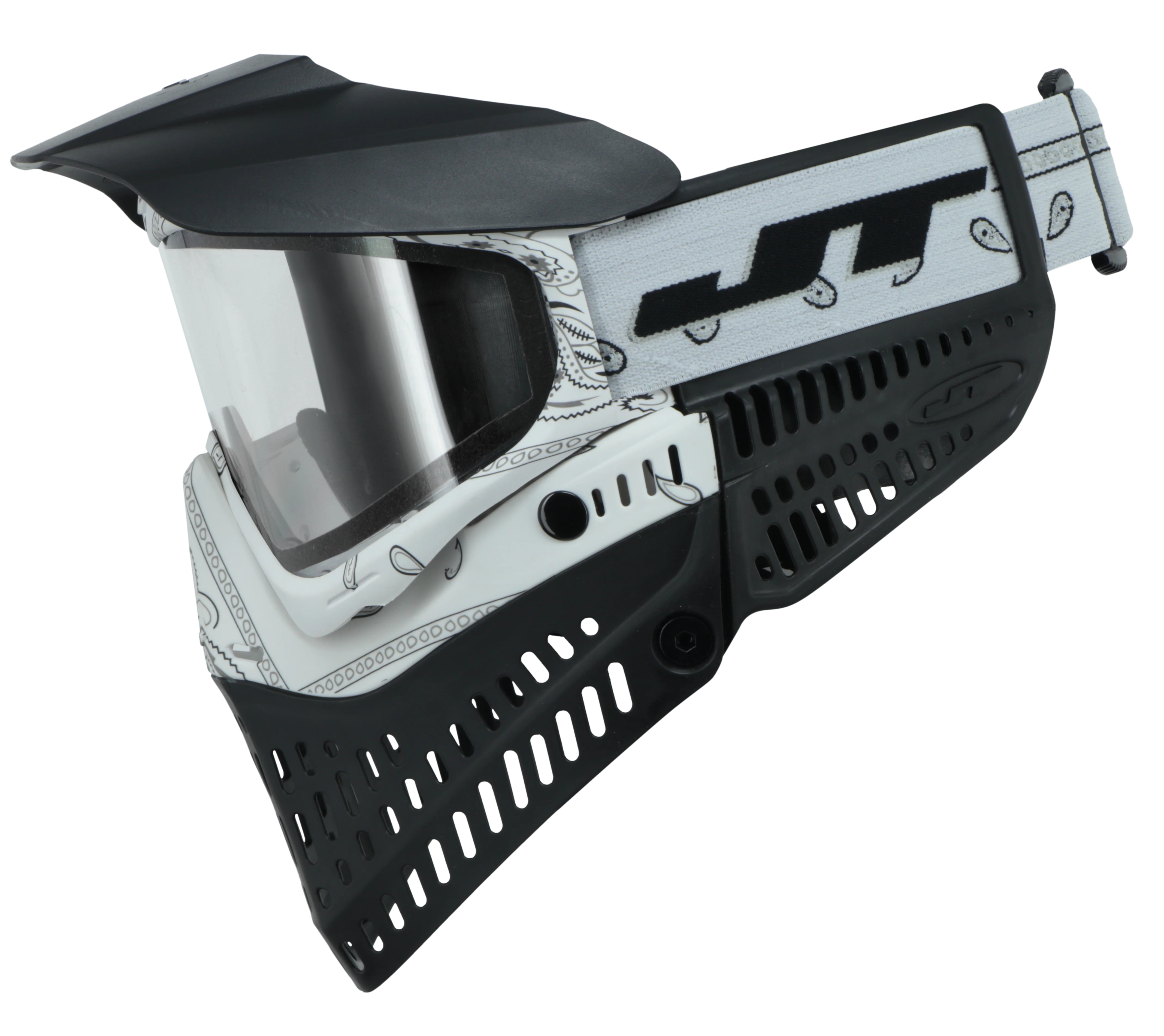 JT Proflex Paintball Mask - LE Bandana Series - White w/ Clear & Smoke Lens - Image 4