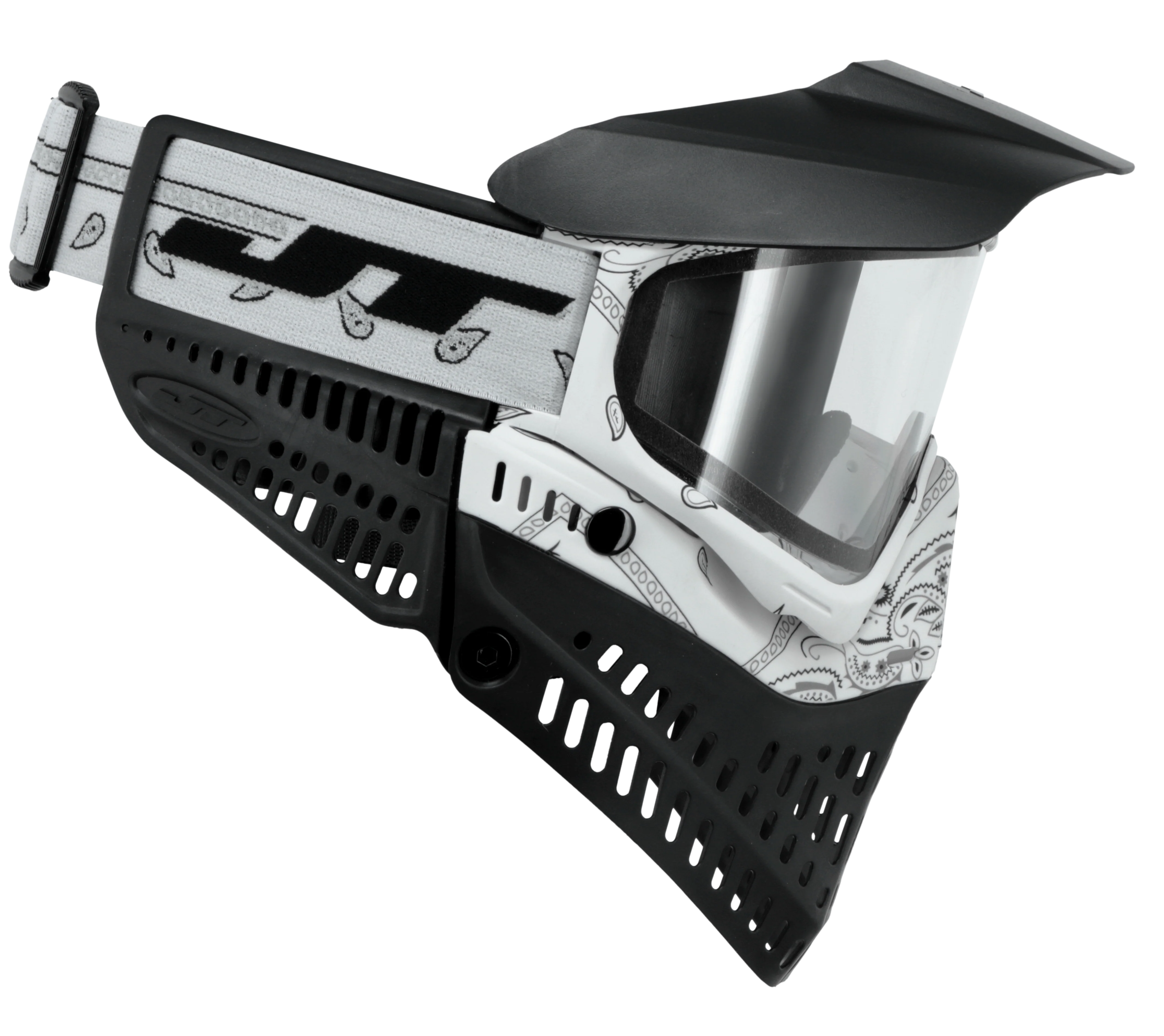 JT Proflex Paintball Mask - LE Bandana Series - White w/ Clear & Smoke Lens - Image 5