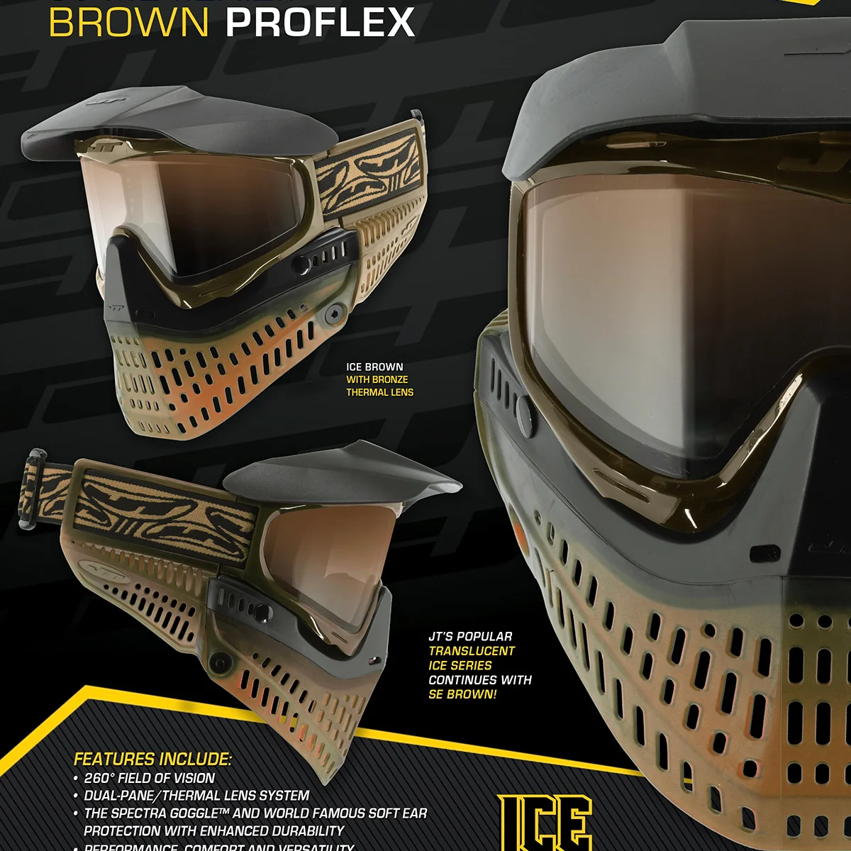 JT Proflex Paintball Mask - LE ICE Series - Brown