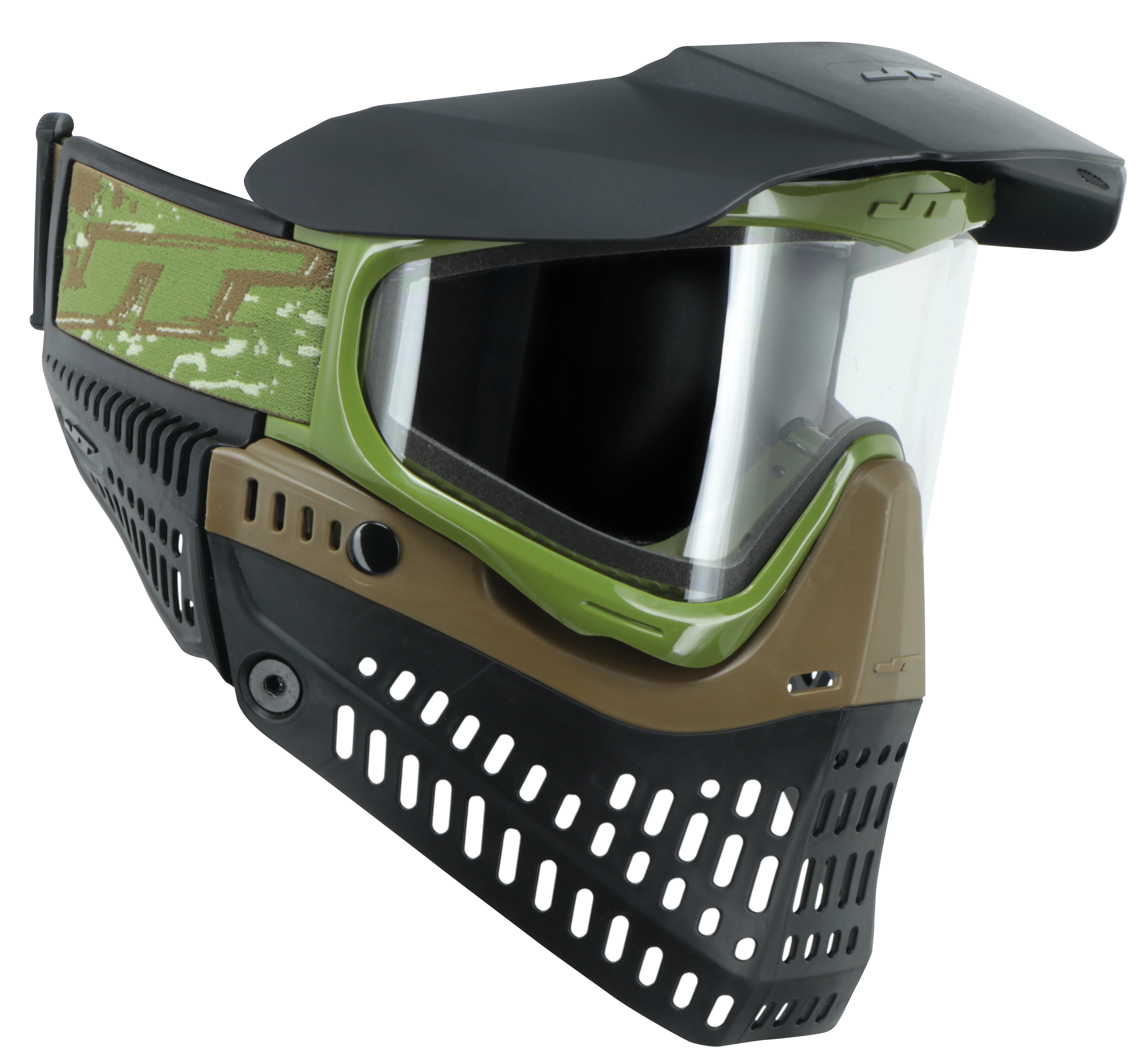 JT Proflex Paintball Mask - SE Olive & Brown w/ Clear Thermal Lens - Image 2