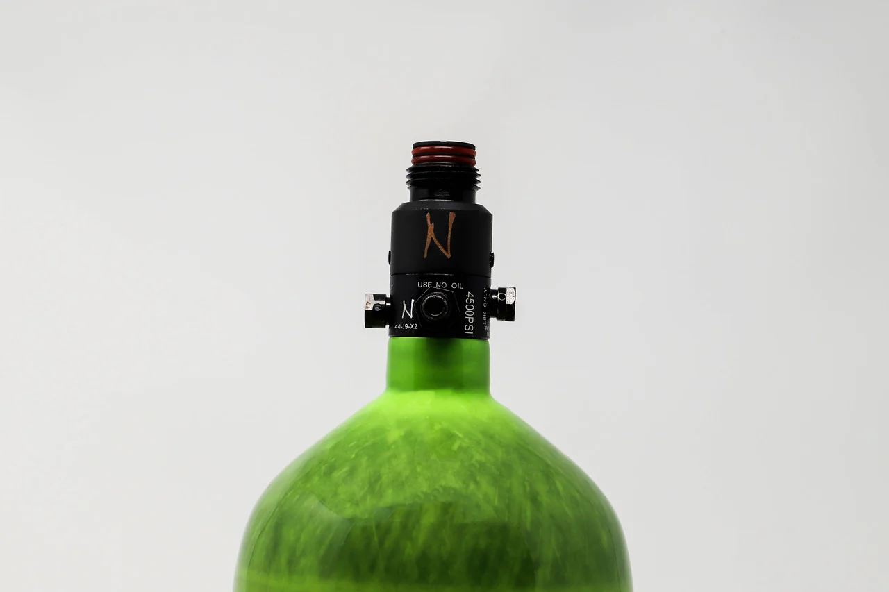 Ninja SL2 77/4500 Carbon Fiber Paintball Tank - Lime - Standard Adjustable Regulator - Image 2