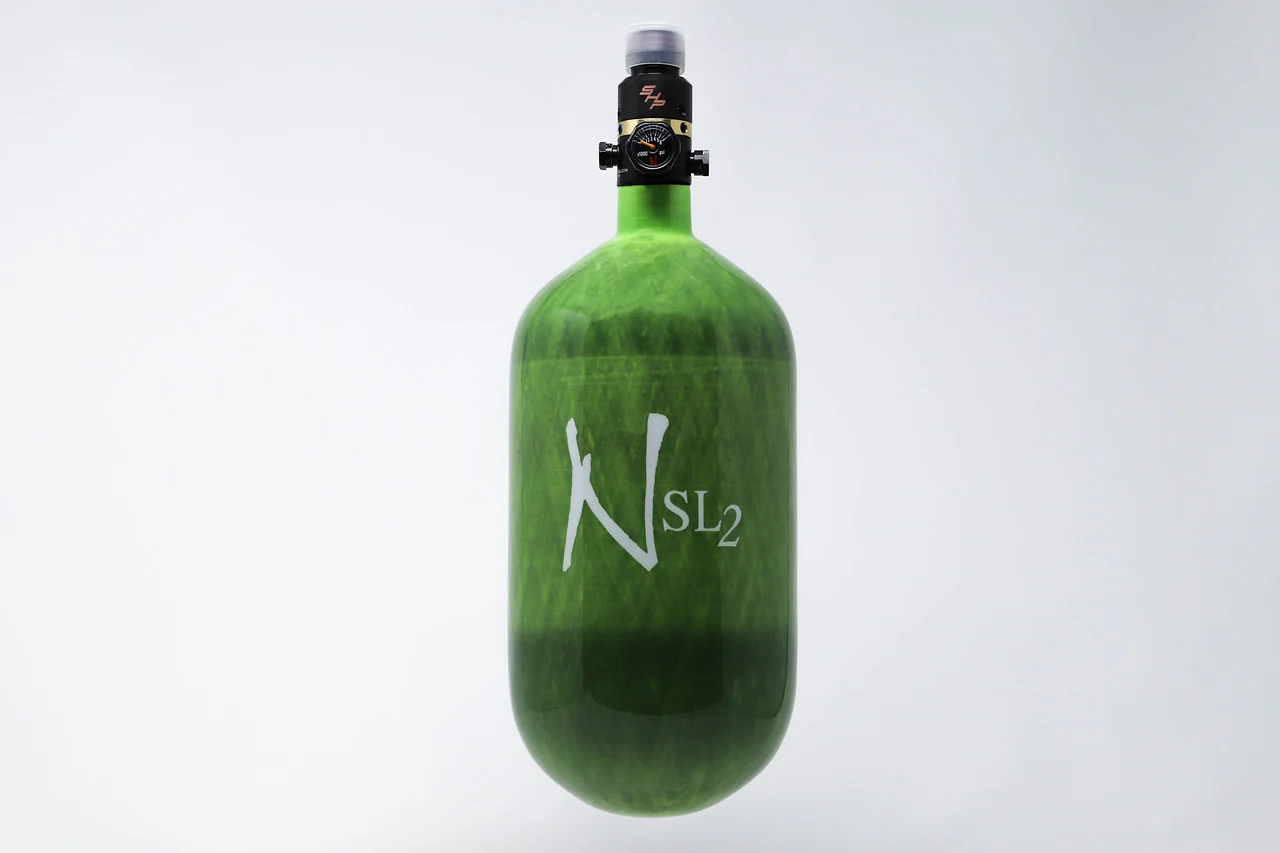 Ninja SL2 77/4500 Carbon Fiber Paintball Tank - Lime - ProV2 SHP Regulator