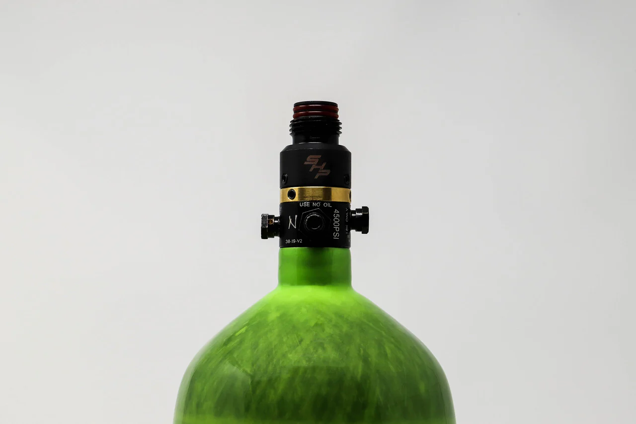 Ninja SL2 77/4500 Carbon Fiber Paintball Tank - Lime - ProV2 SHP Regulator - Image 2