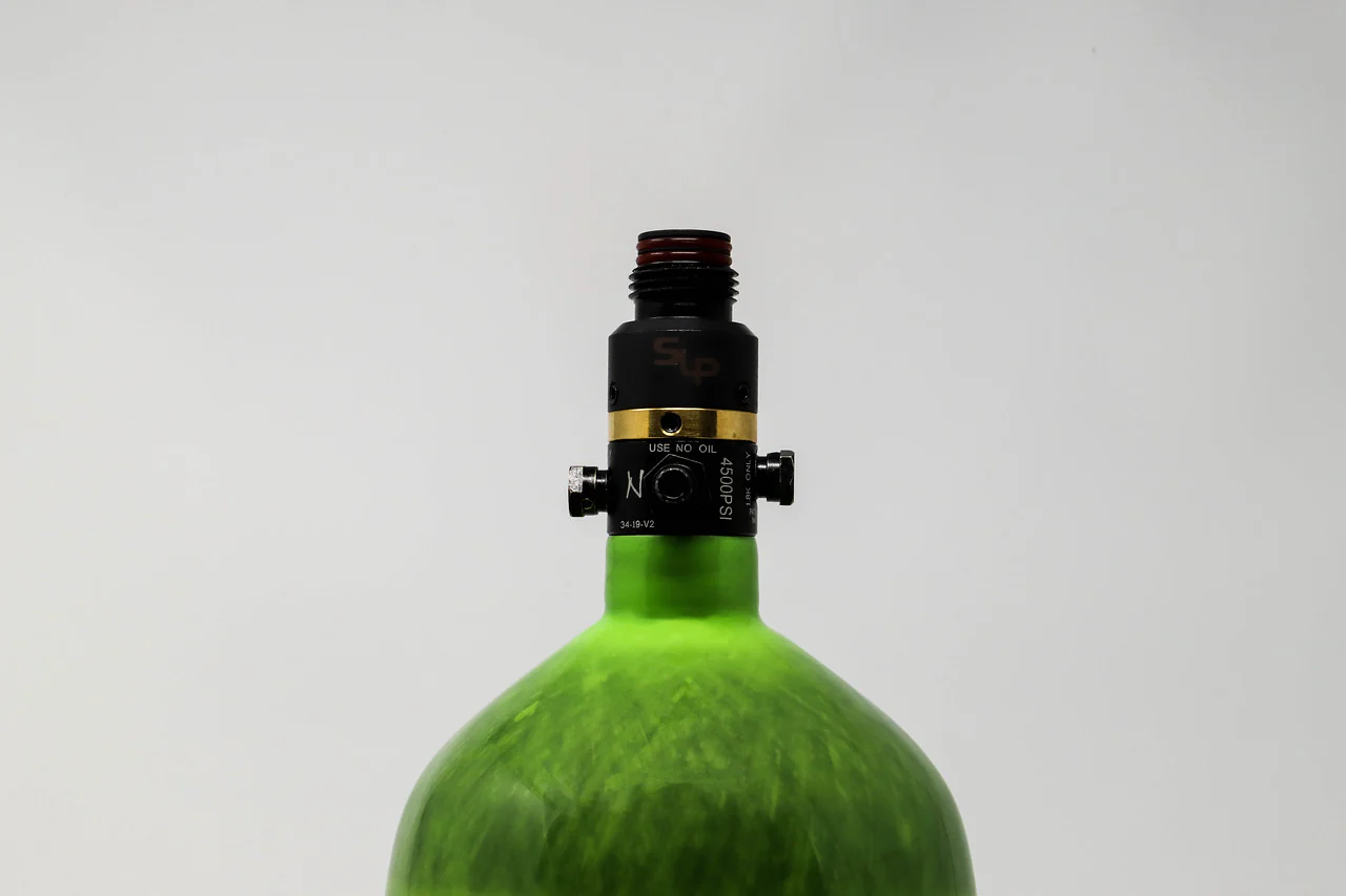 Ninja SL2 77/4500 Carbon Fiber Paintball Tank - Lime - ProV2 SLP Regulator - Image 2